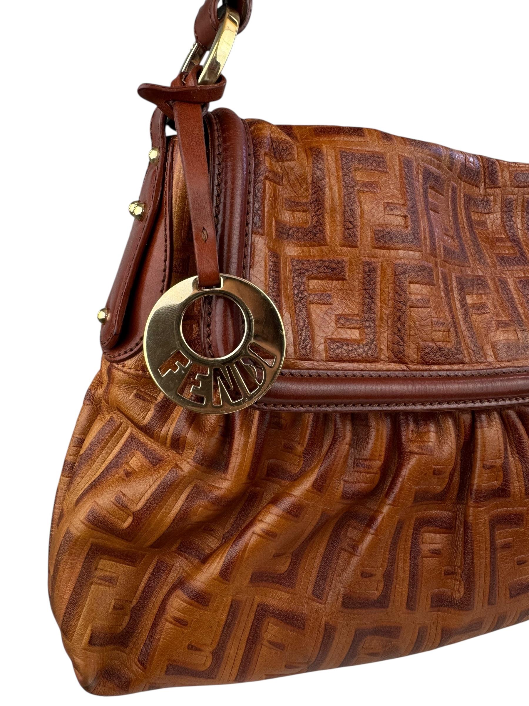 FENDI BROWN ZUCCA CHEF SHOULDER BAG