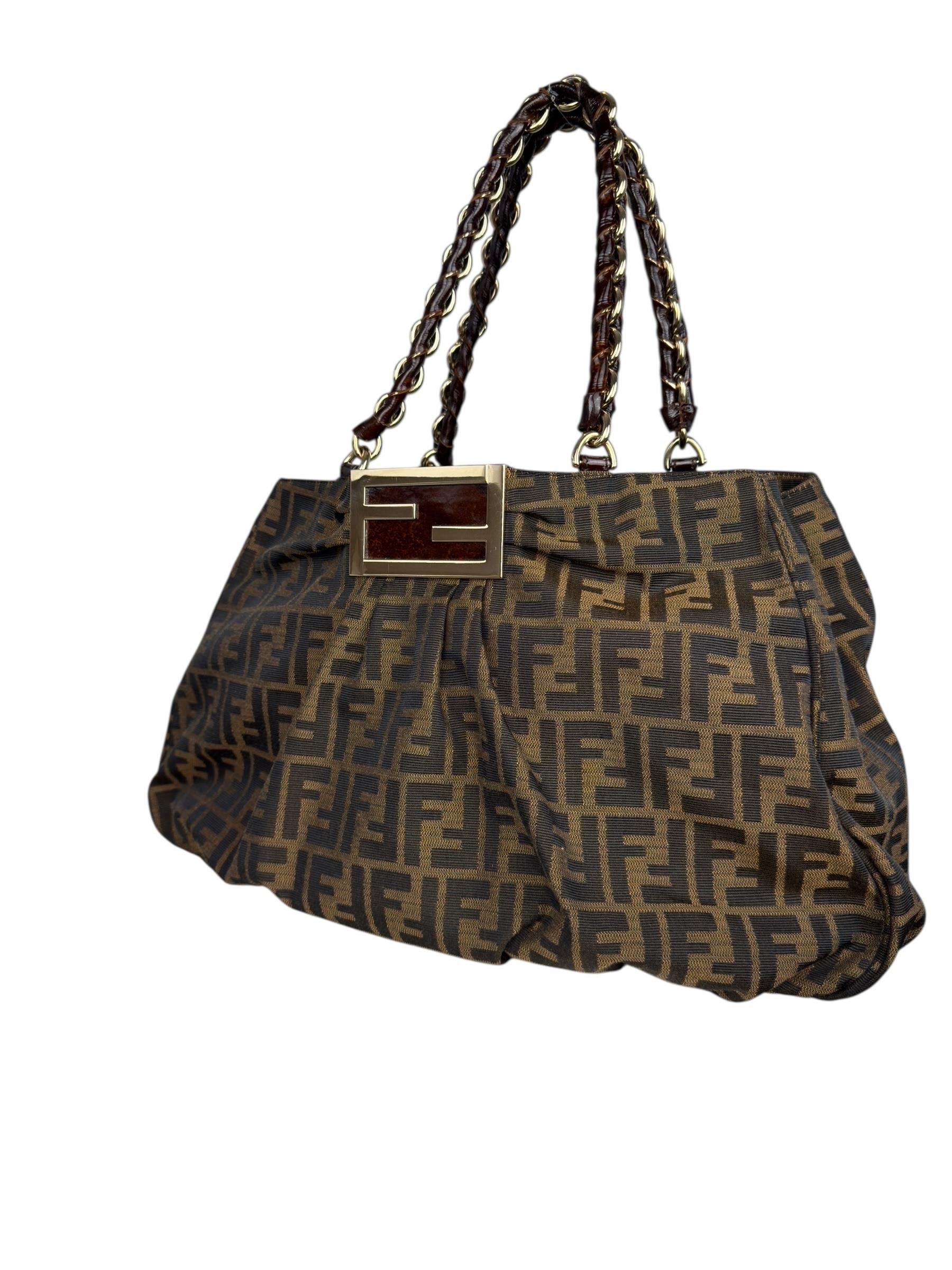FENDI BROWN ZUCCA SHOULDER BAG