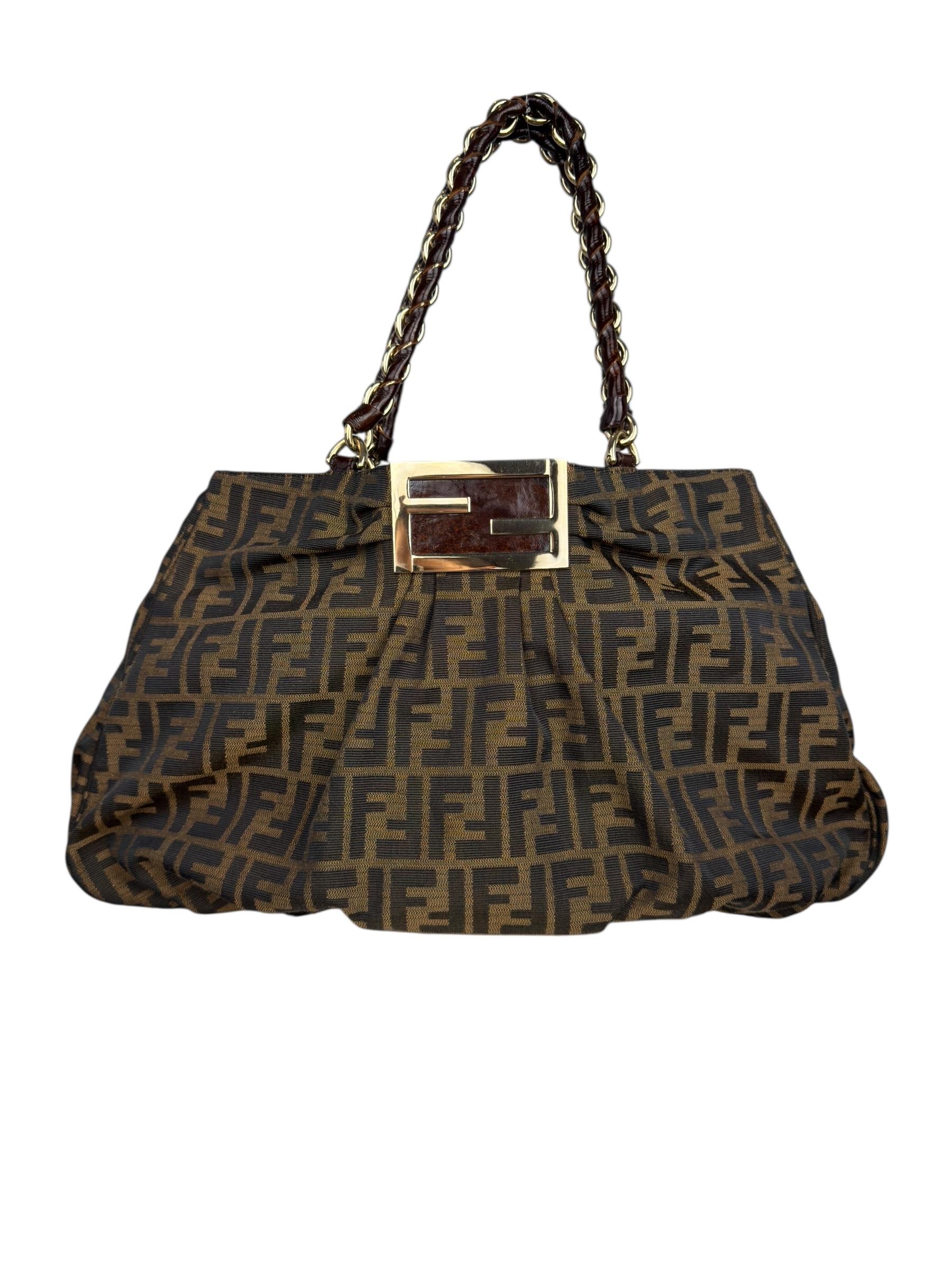 FENDI BROWN ZUCCA SHOULDER BAG
