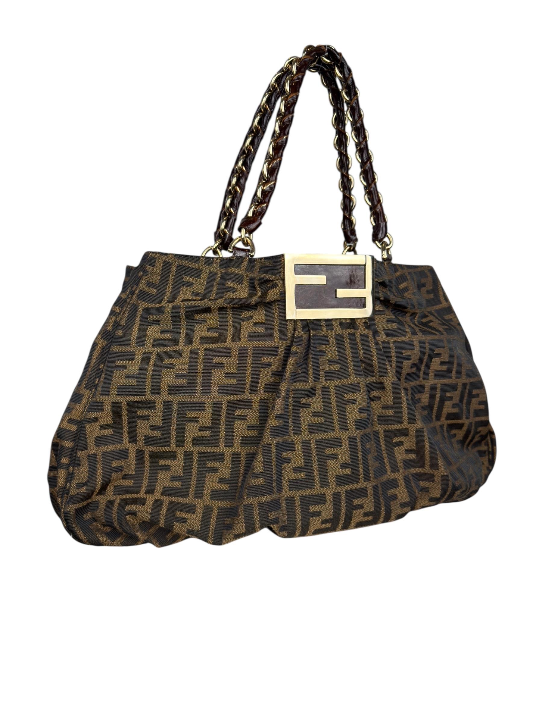 FENDI BROWN ZUCCA SHOULDER BAG