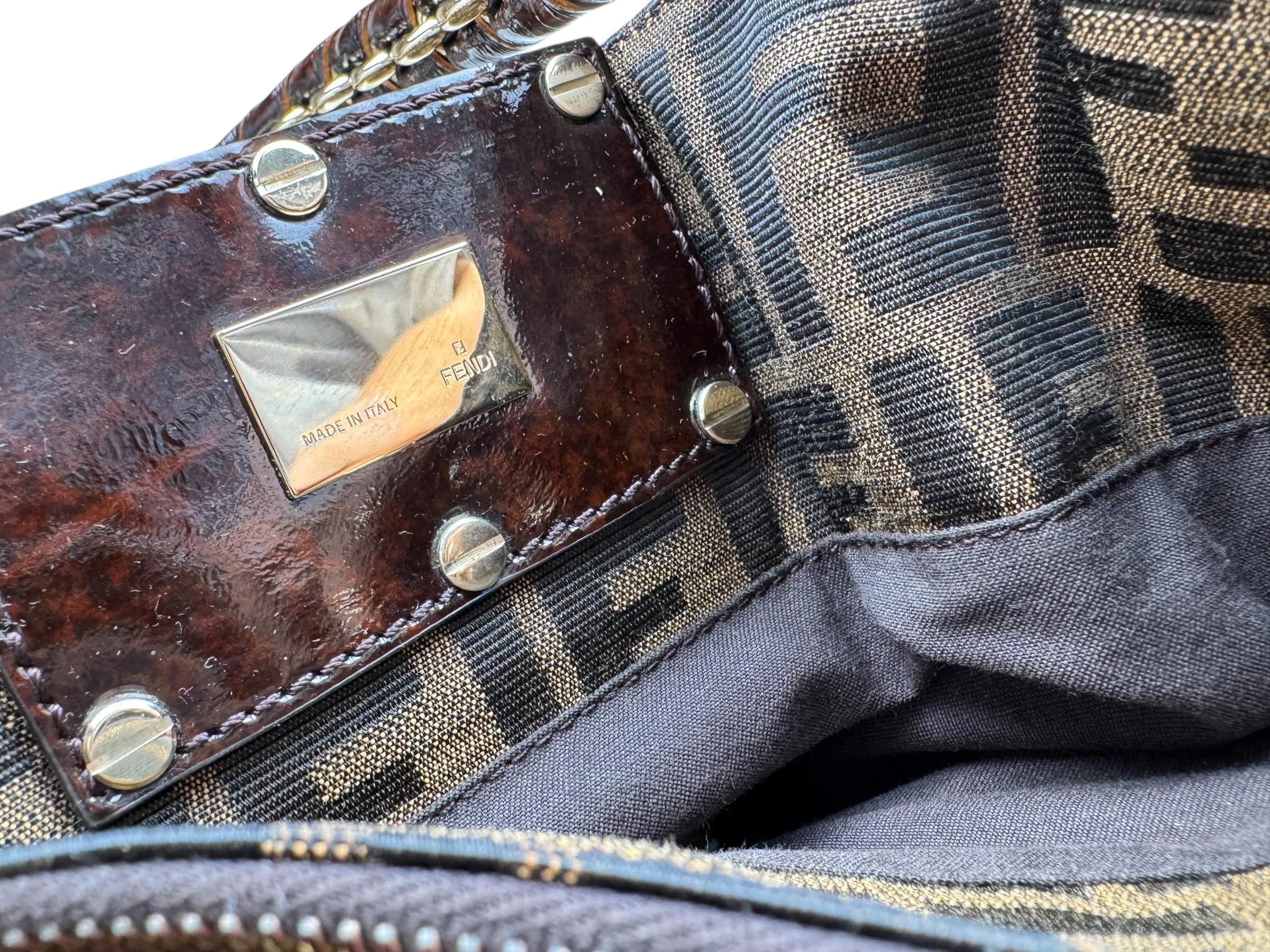 FENDI BROWN ZUCCA SHOULDER BAG