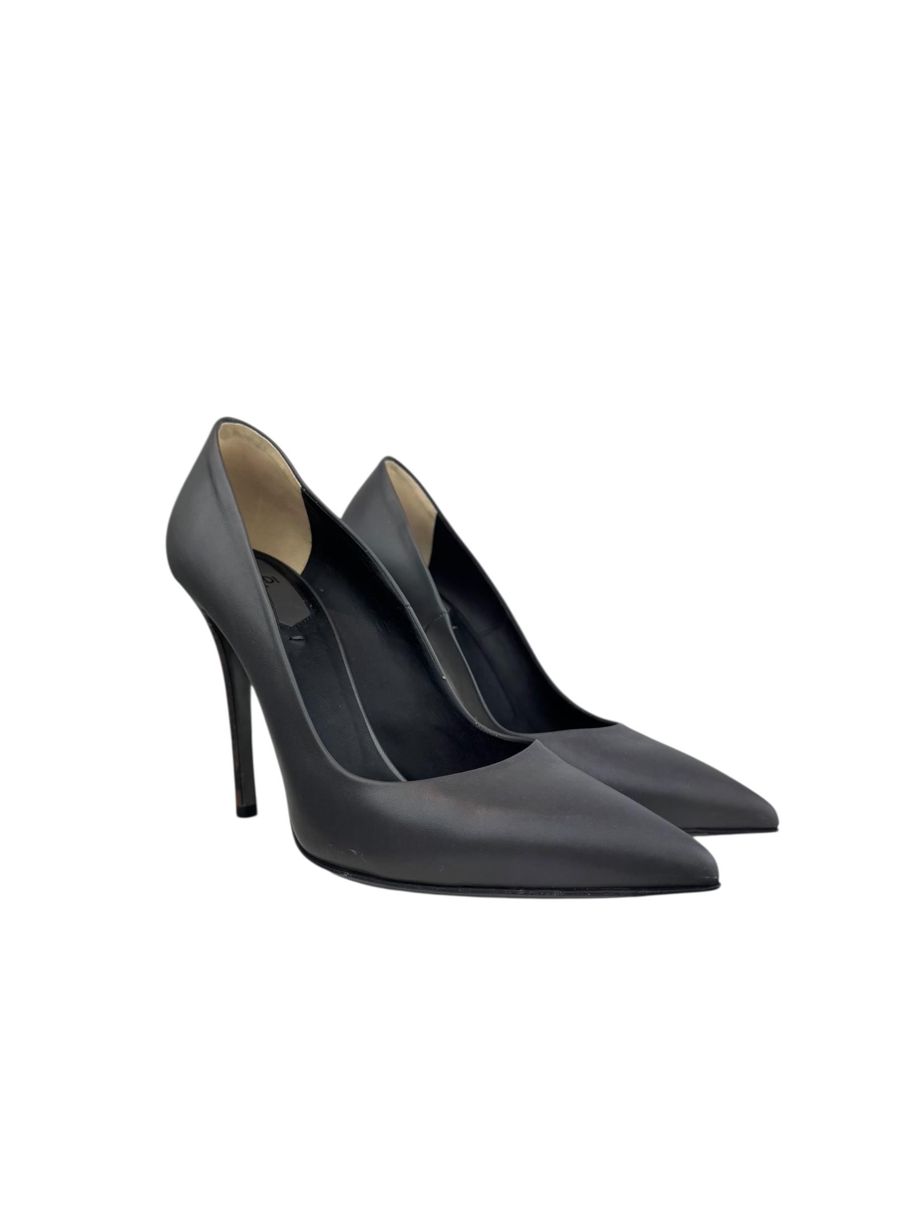 FENDI GRAY LEATHER HEELS