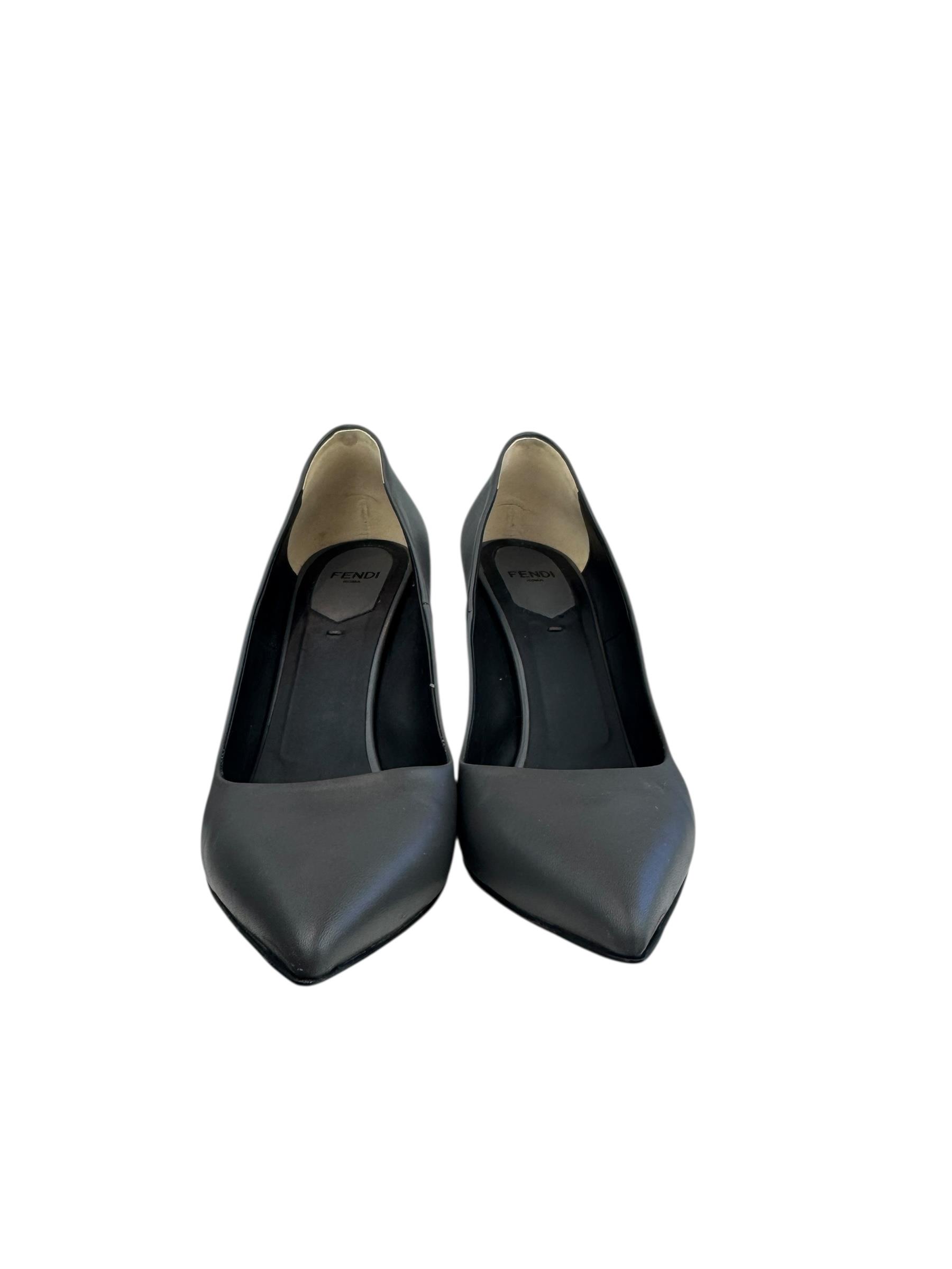 FENDI GRAY LEATHER HEELS