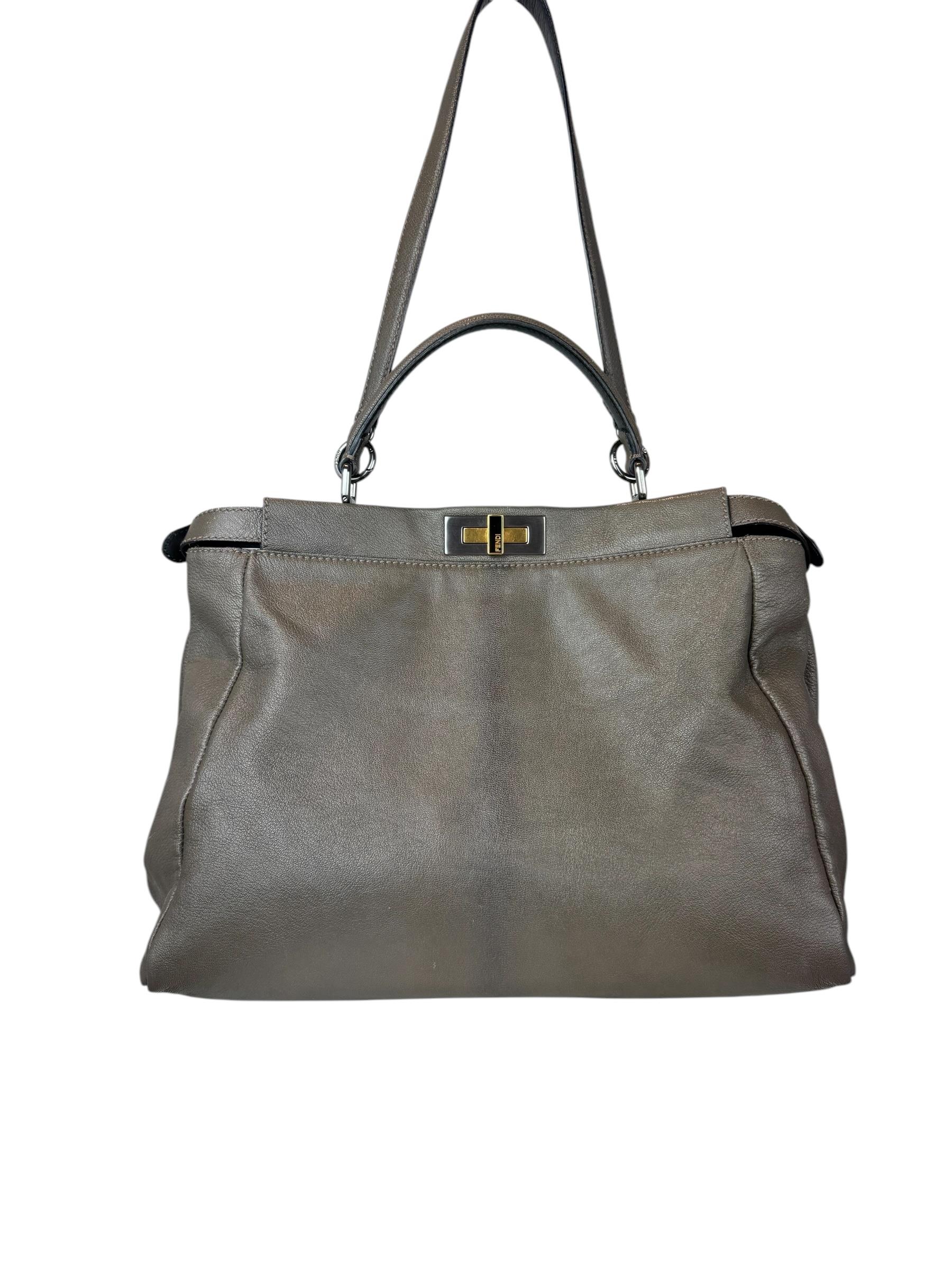 FENDI GRAY PEEKABOO SHOULDER BAG