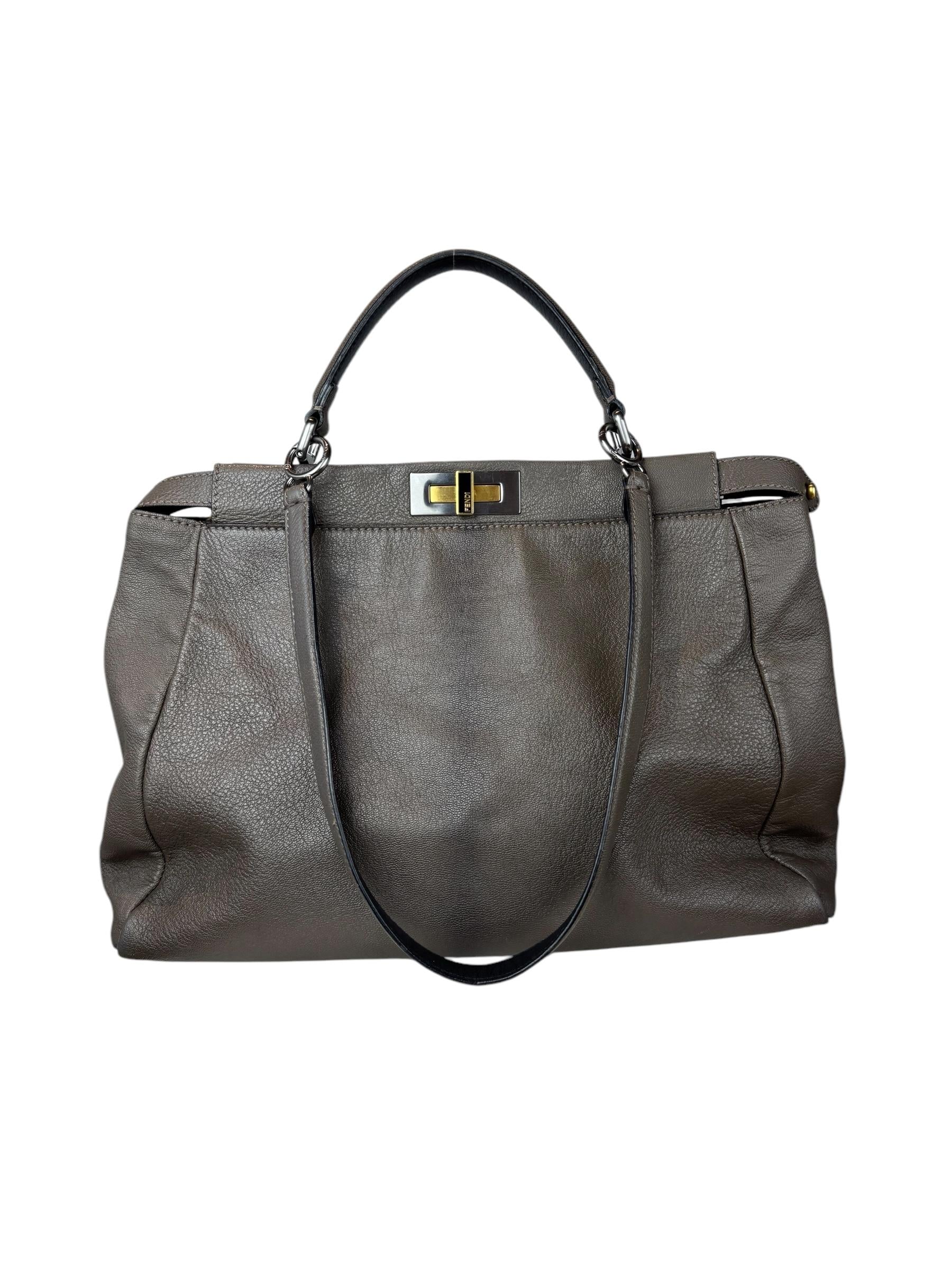 FENDI GRAY PEEKABOO SHOULDER BAG