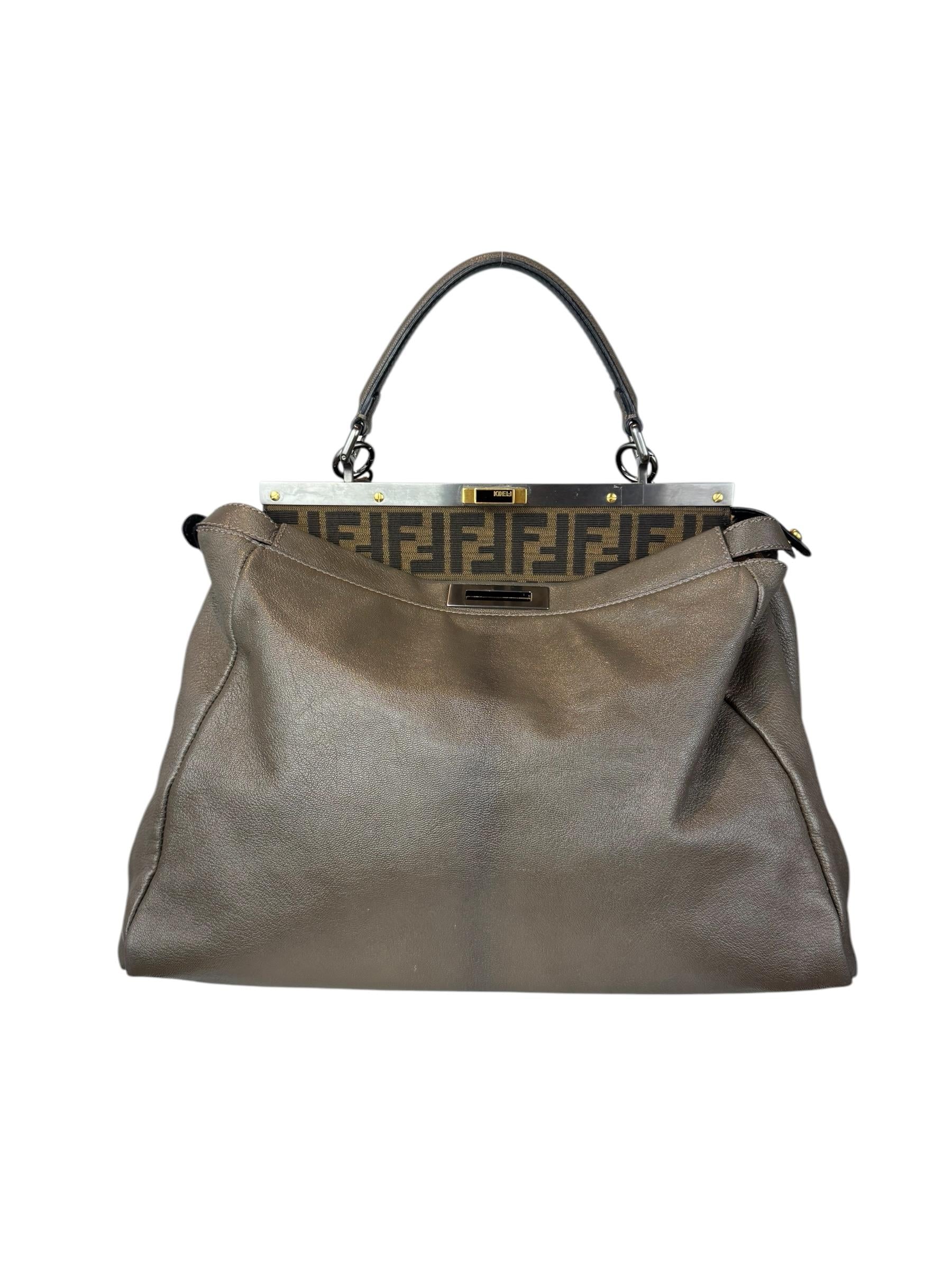 FENDI GRAY PEEKABOO SHOULDER BAG