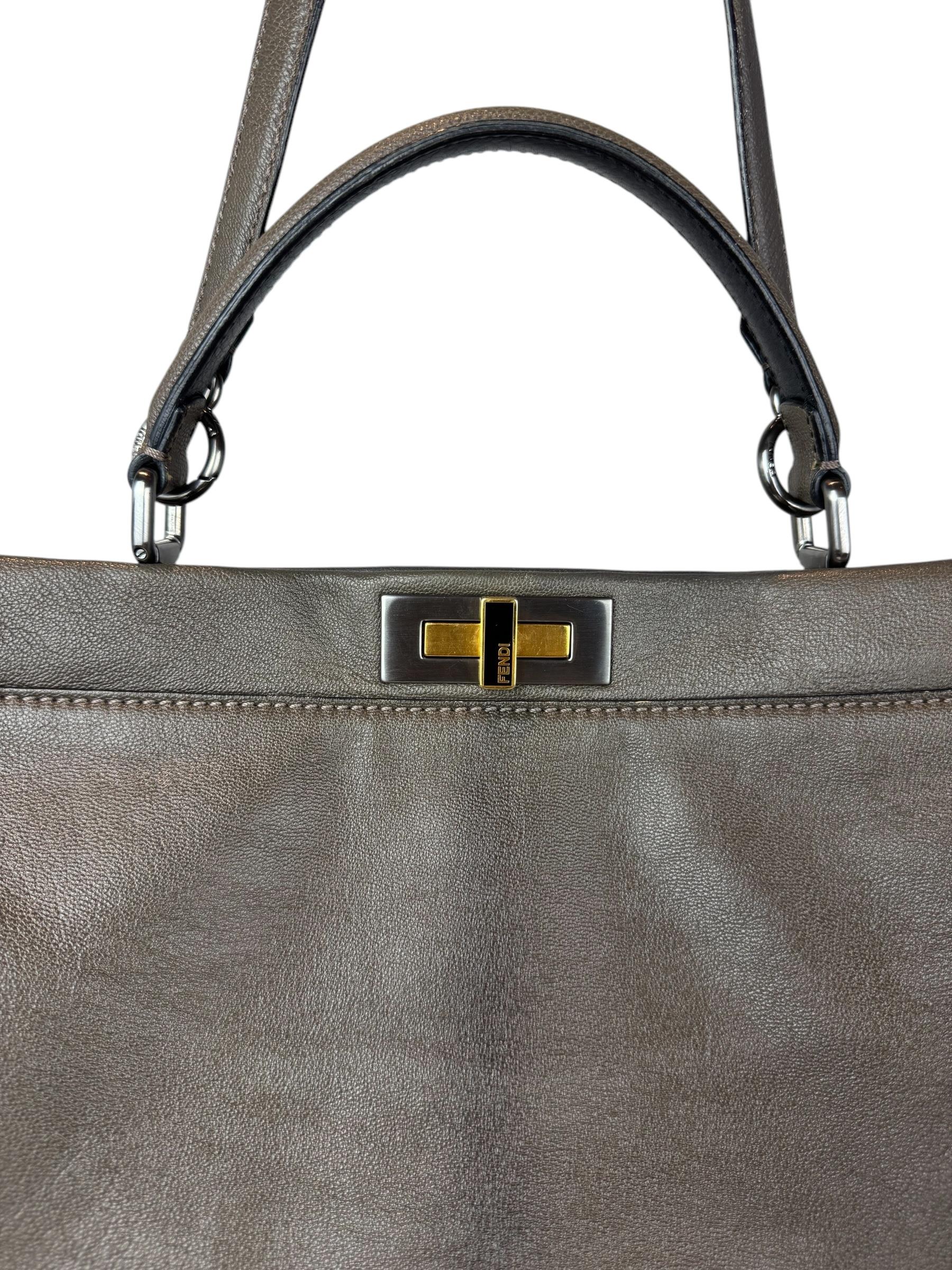 FENDI GRAY PEEKABOO SHOULDER BAG