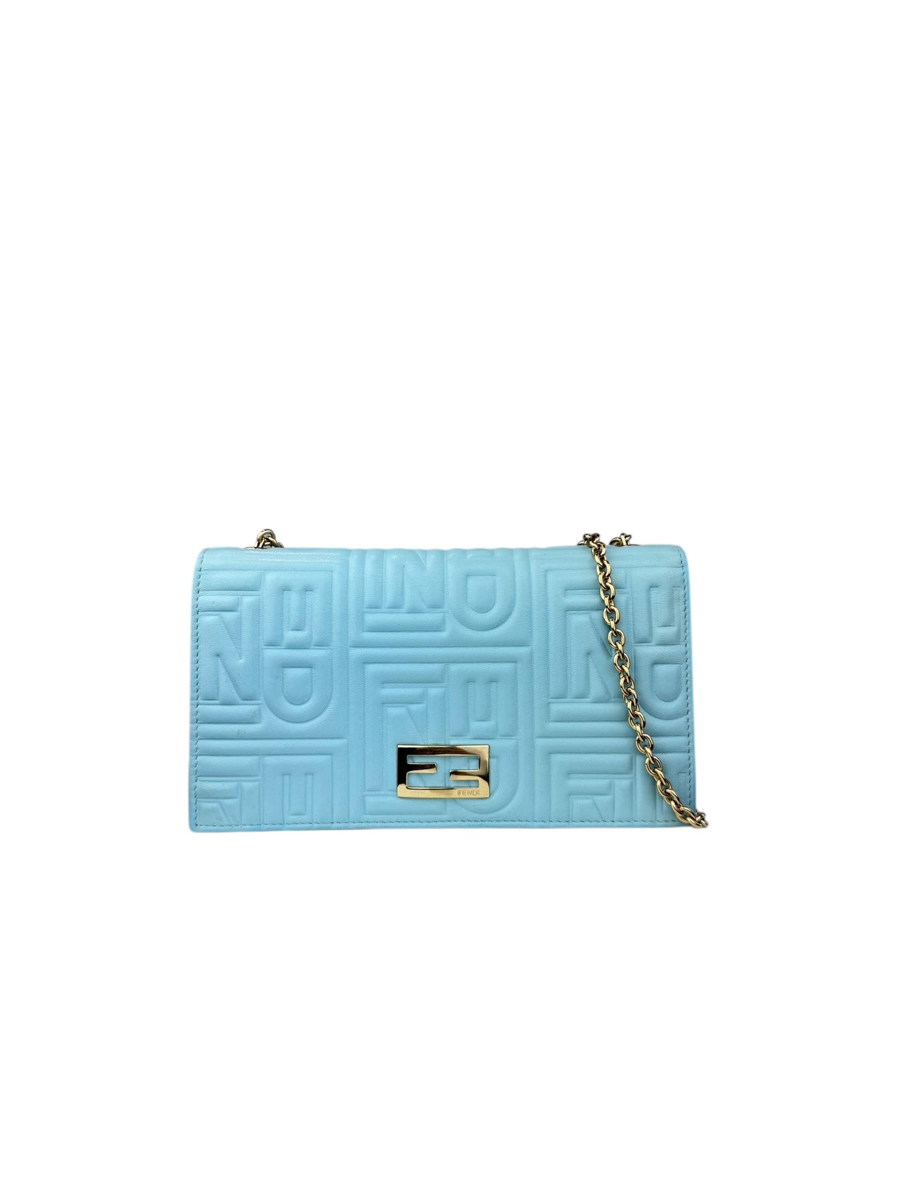 FENDI LEATHER ZUCCA CHAIN WOC