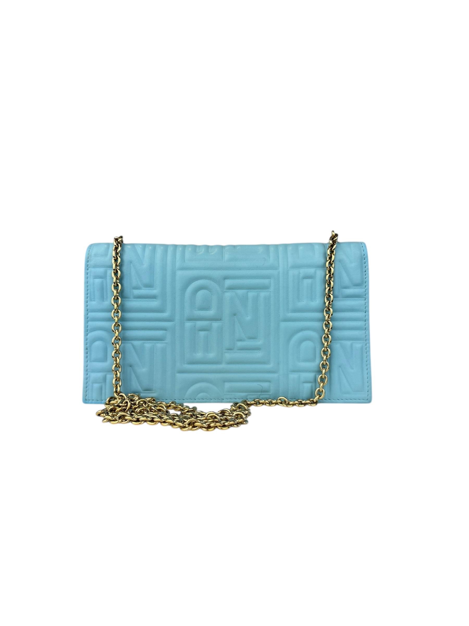 FENDI LEATHER ZUCCA CHAIN WOC