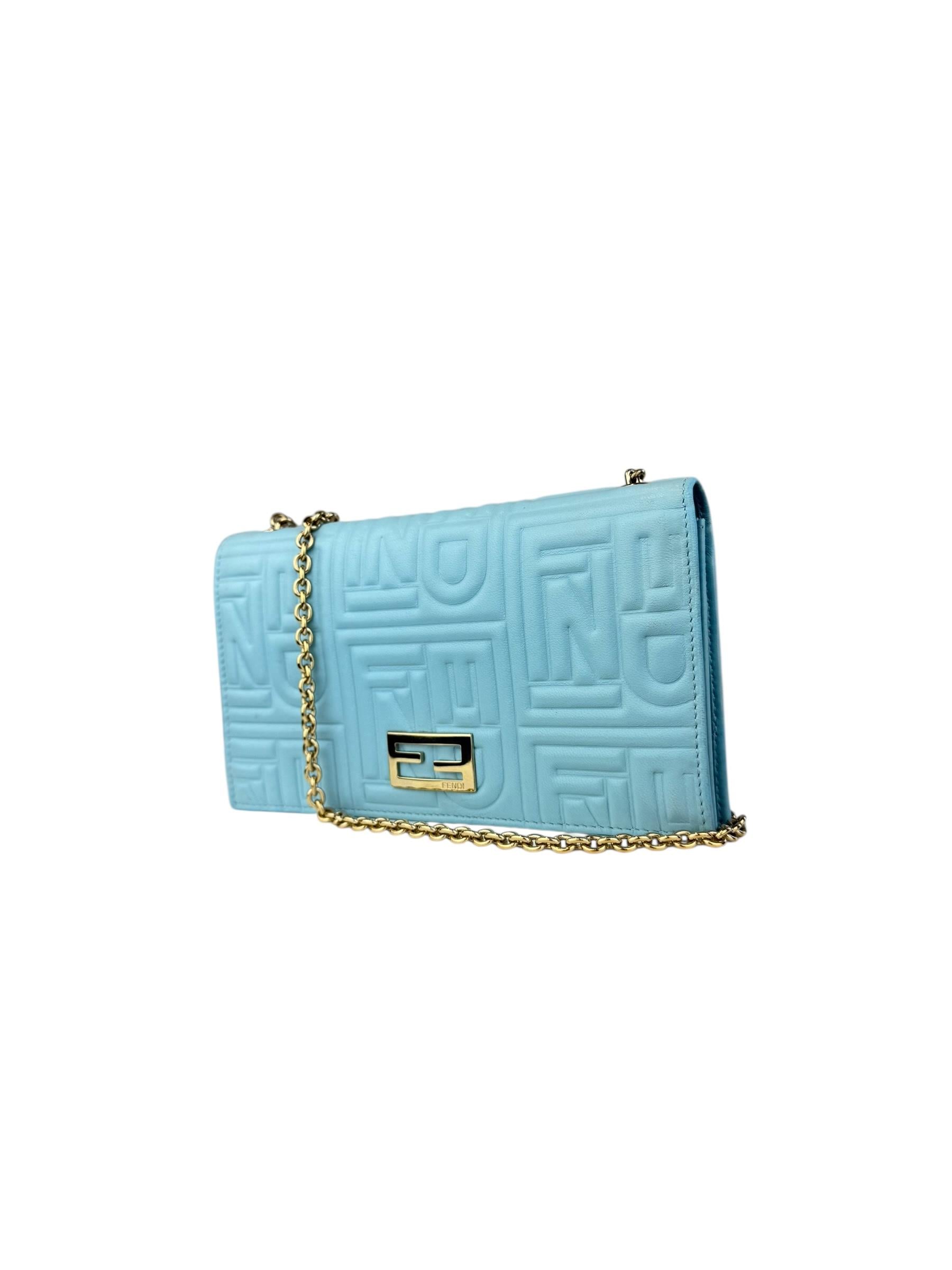 FENDI LEATHER ZUCCA CHAIN WOC