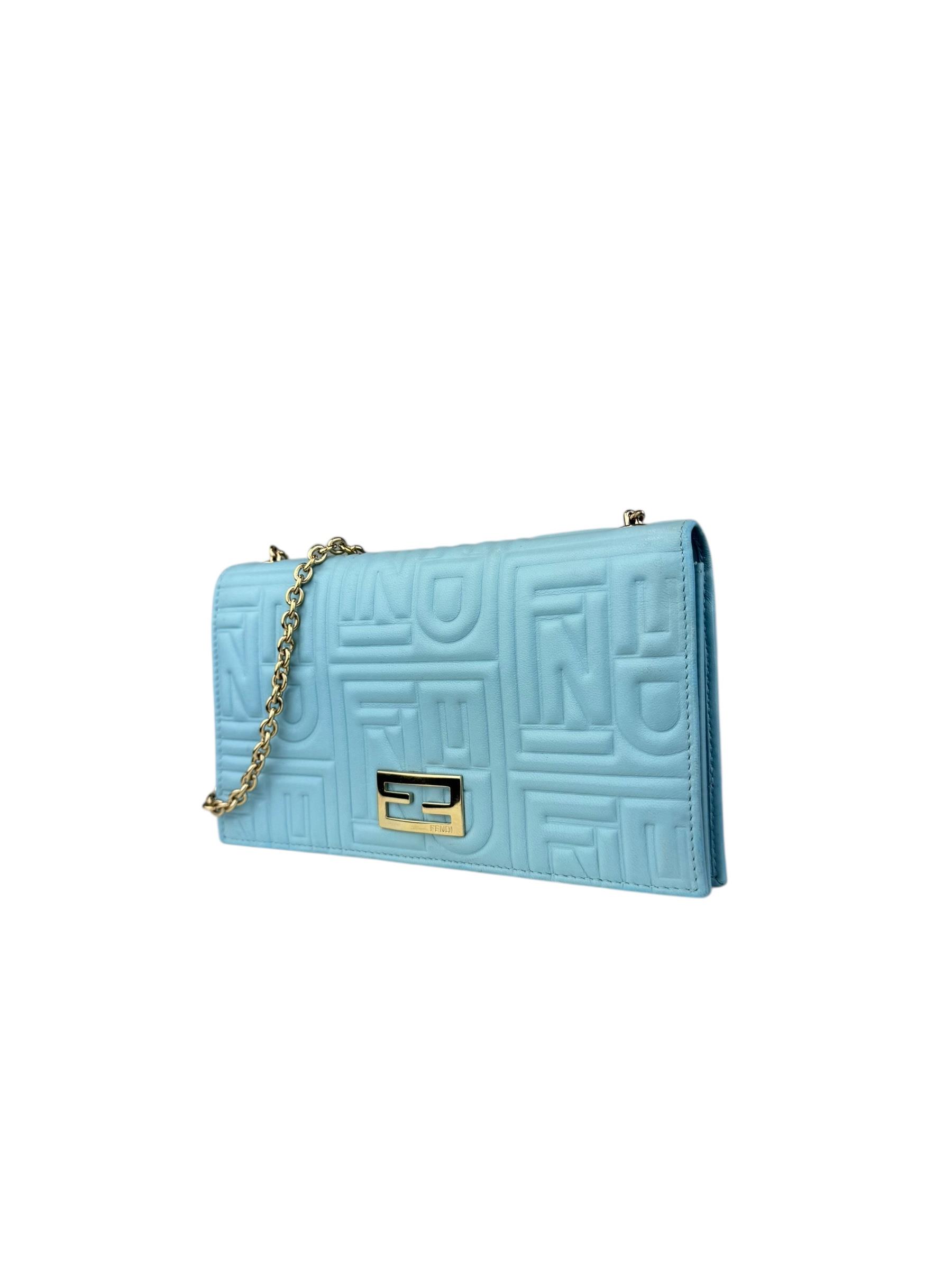FENDI LEATHER ZUCCA CHAIN WOC