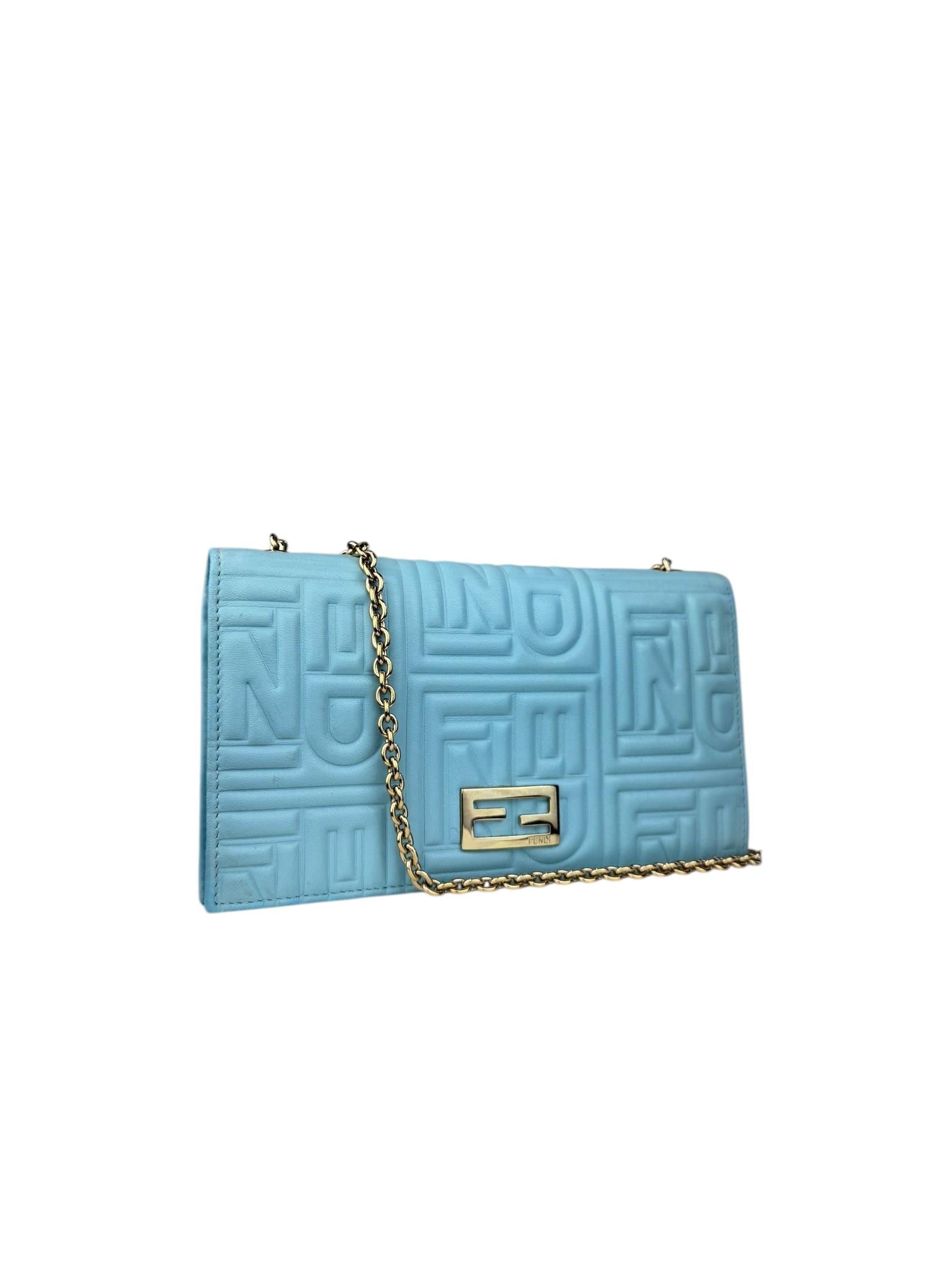 FENDI LEATHER ZUCCA CHAIN WOC