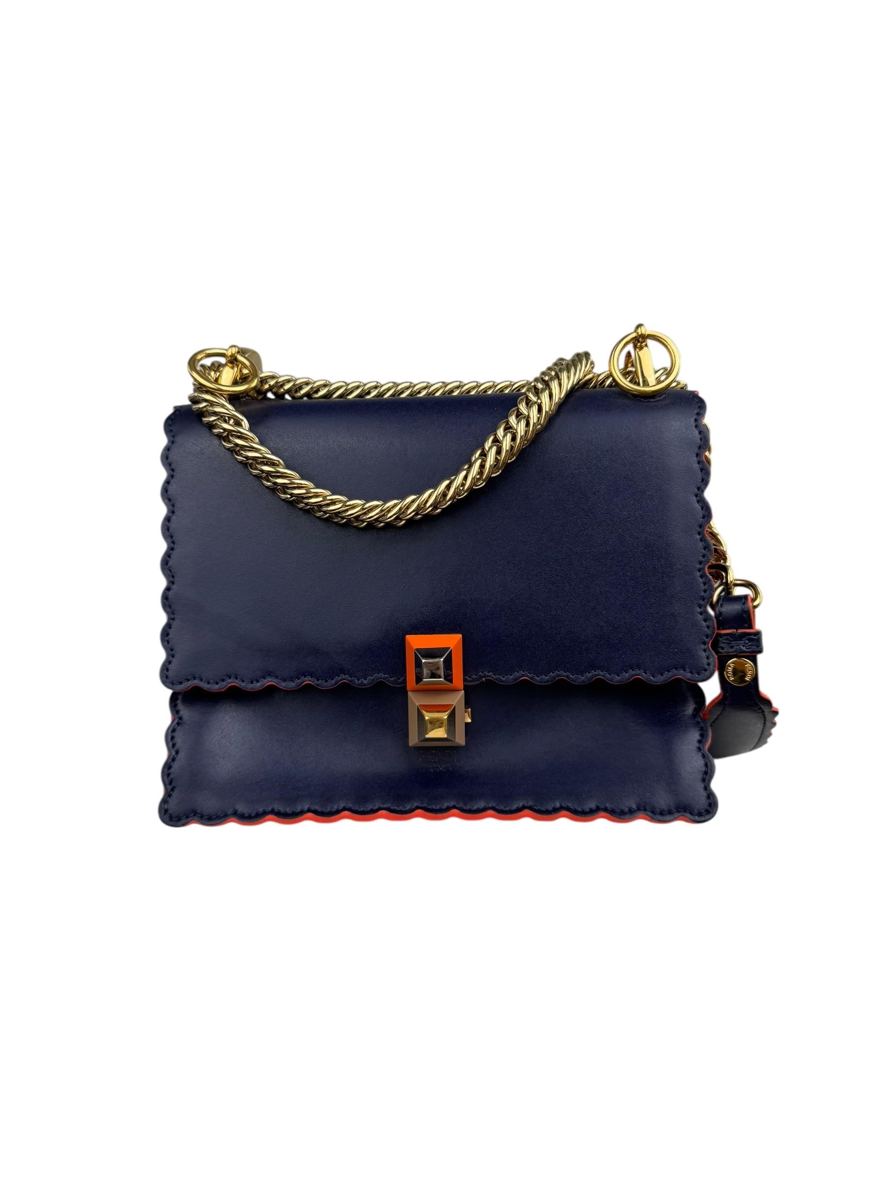 FENDI SMALL SCALLOPED LEATHER I KAN BAG
