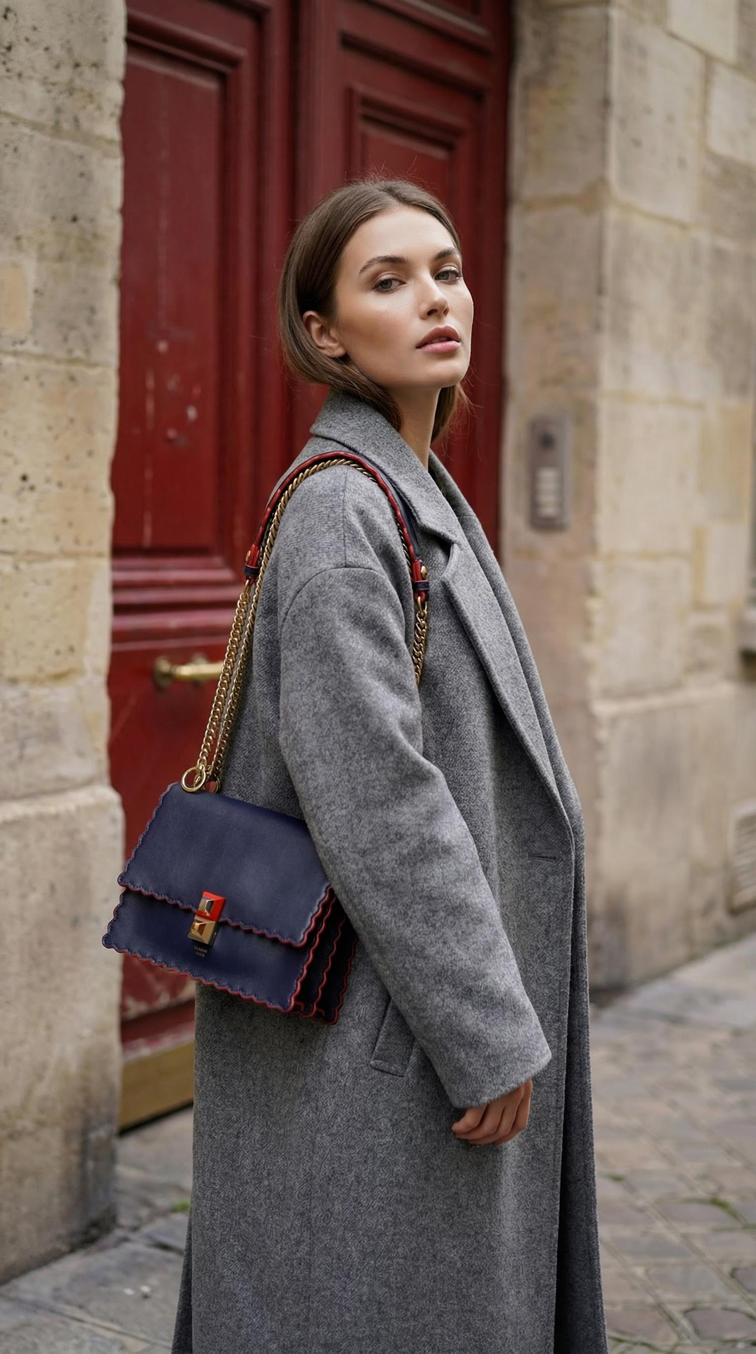 FENDI SMALL SCALLOPED LEATHER I KAN BAG