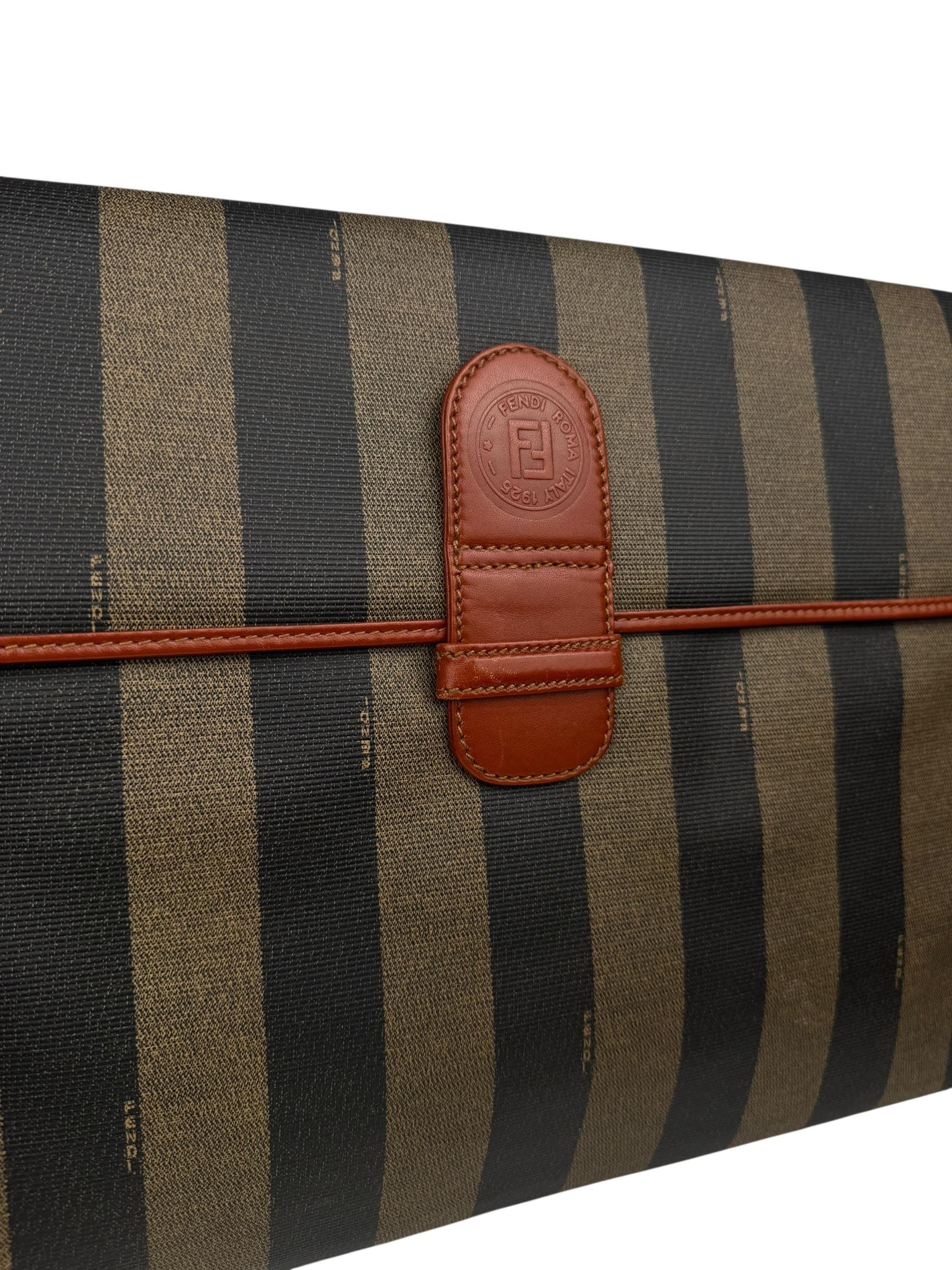 FENDI STRIPPED CANVAS CLUTCH BAG