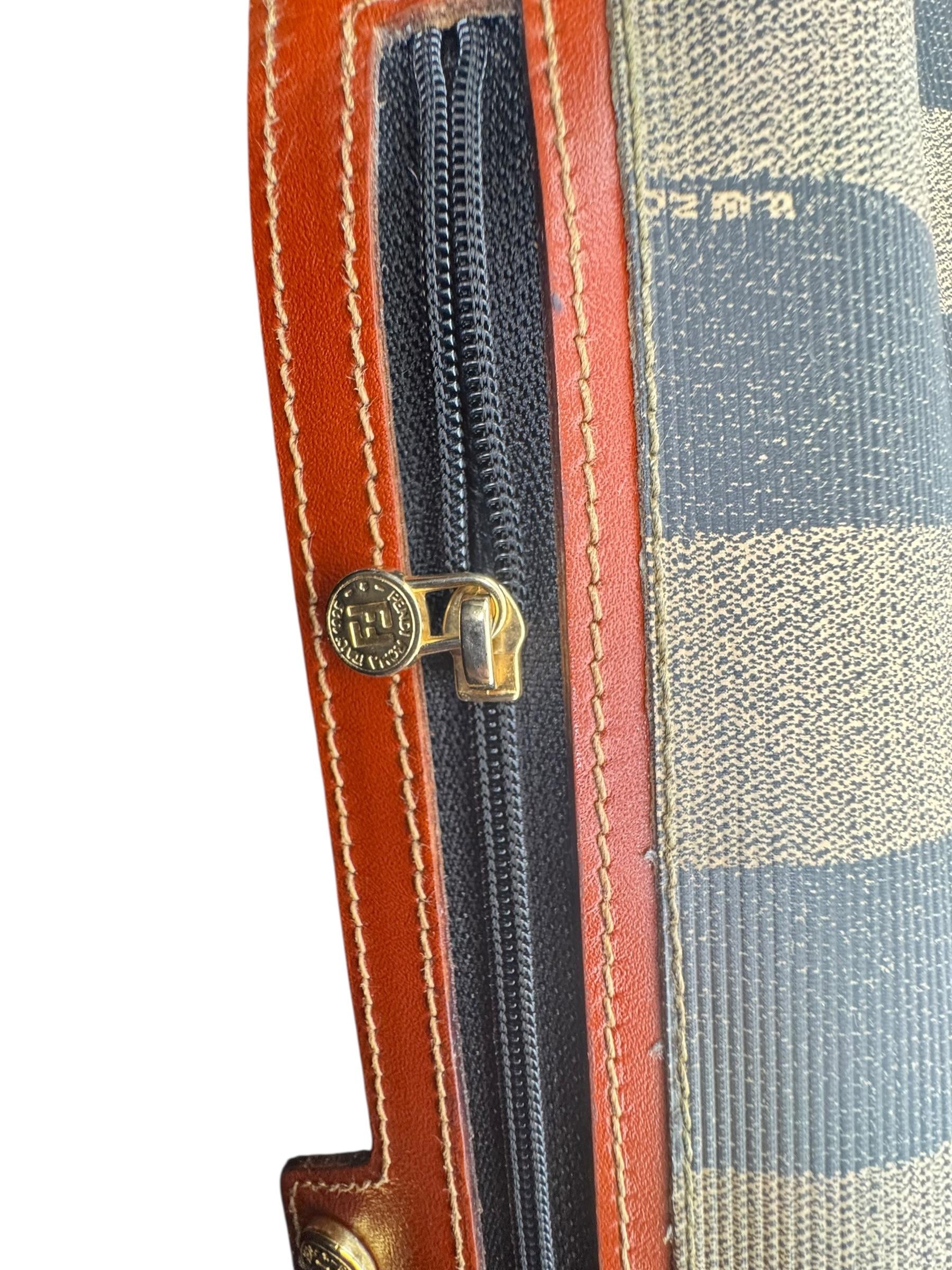 FENDI STRIPPED CANVAS CLUTCH BAG