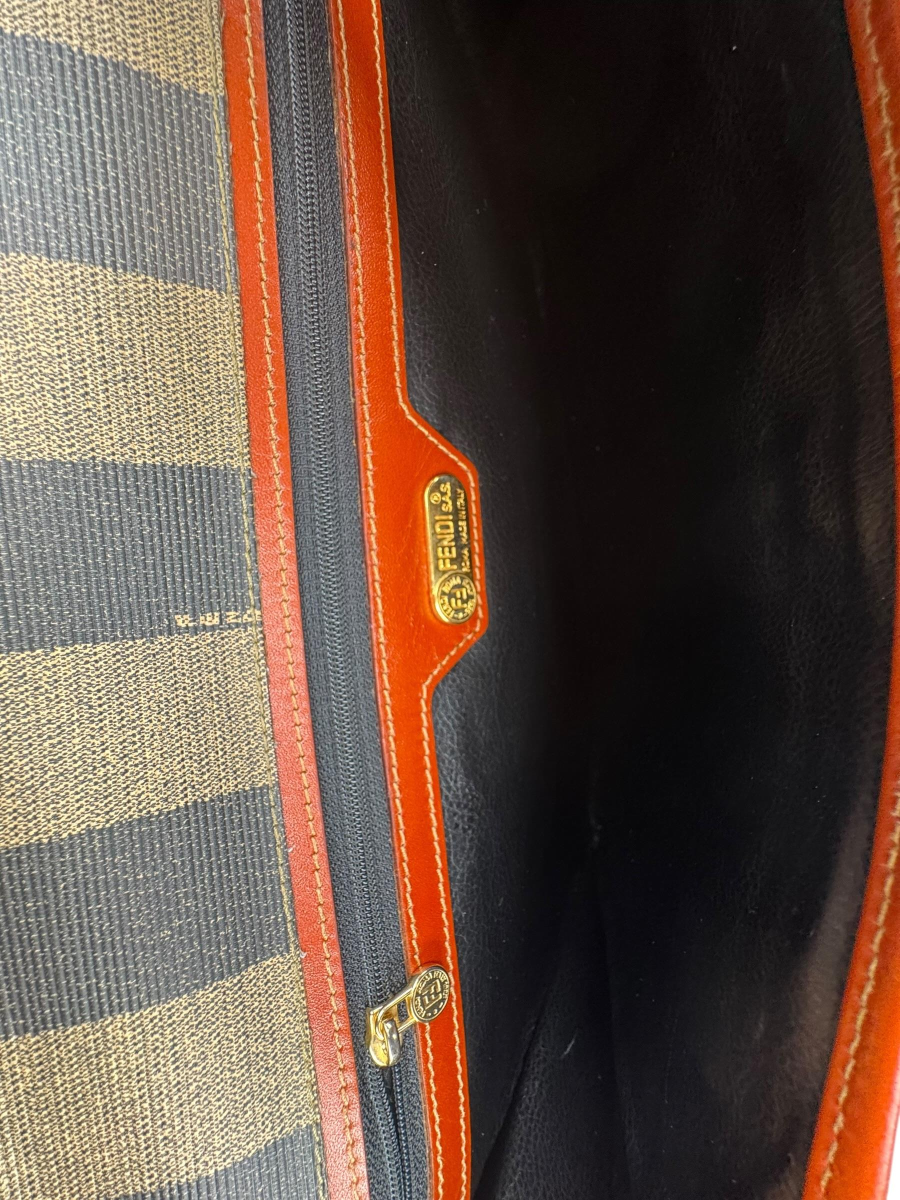FENDI STRIPPED CANVAS CLUTCH BAG