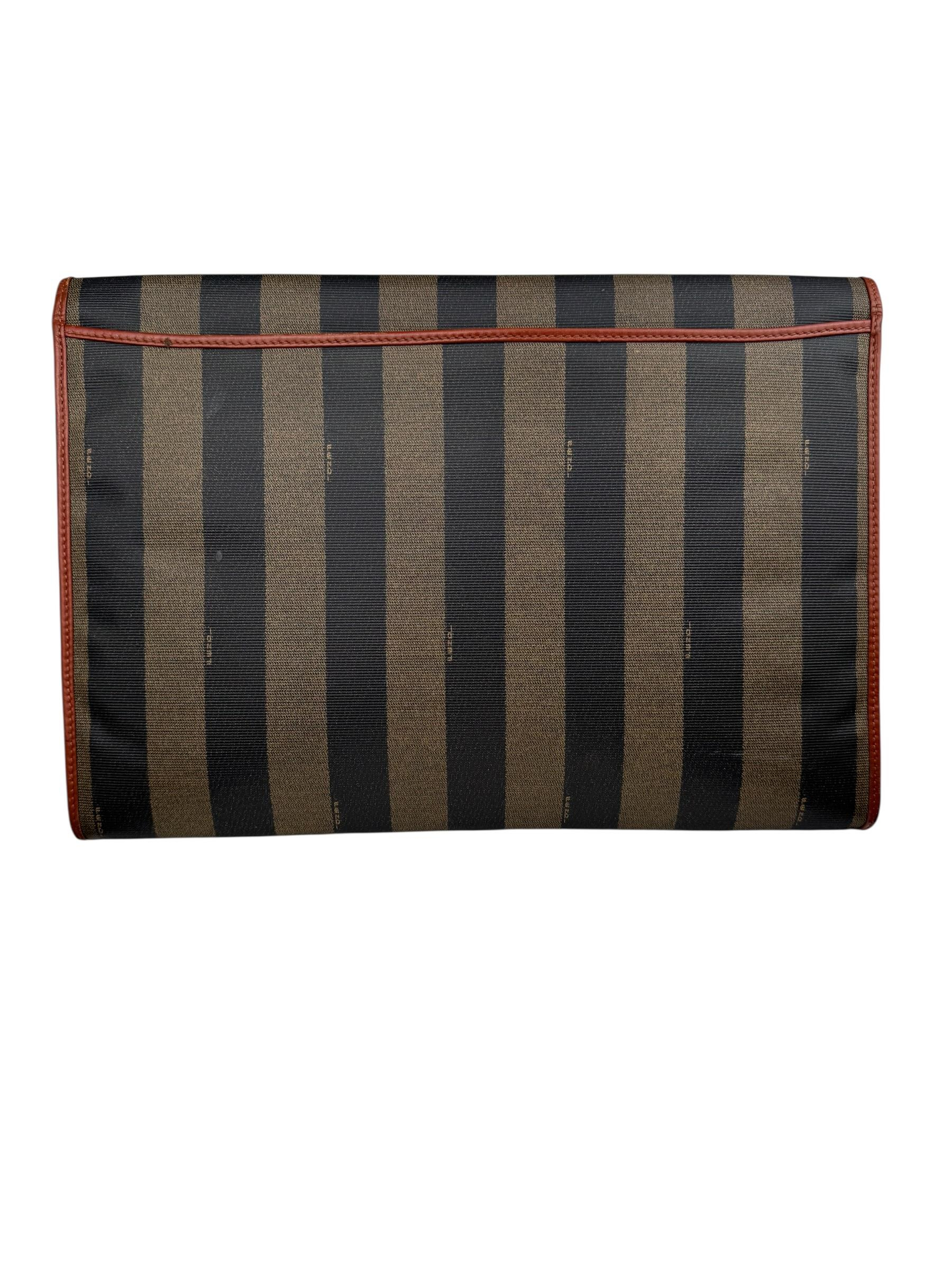 FENDI STRIPPED CANVAS CLUTCH BAG