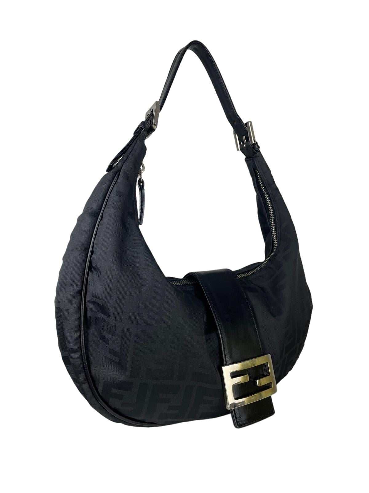 FENDI ZUCCA HALFMOON SHOULDER BAG