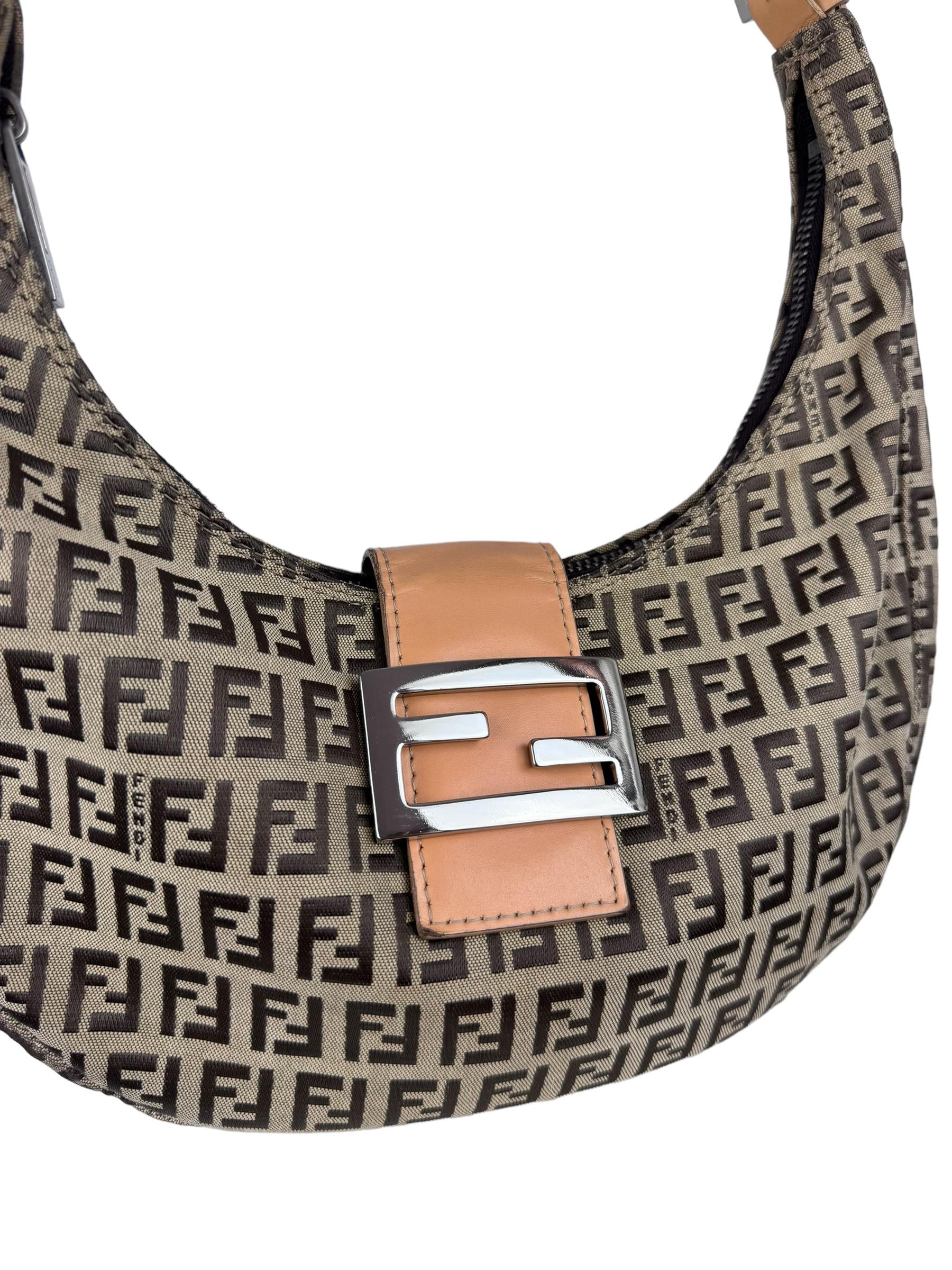 FENDI ZUCCA HALFMOON SHOULDER BAG