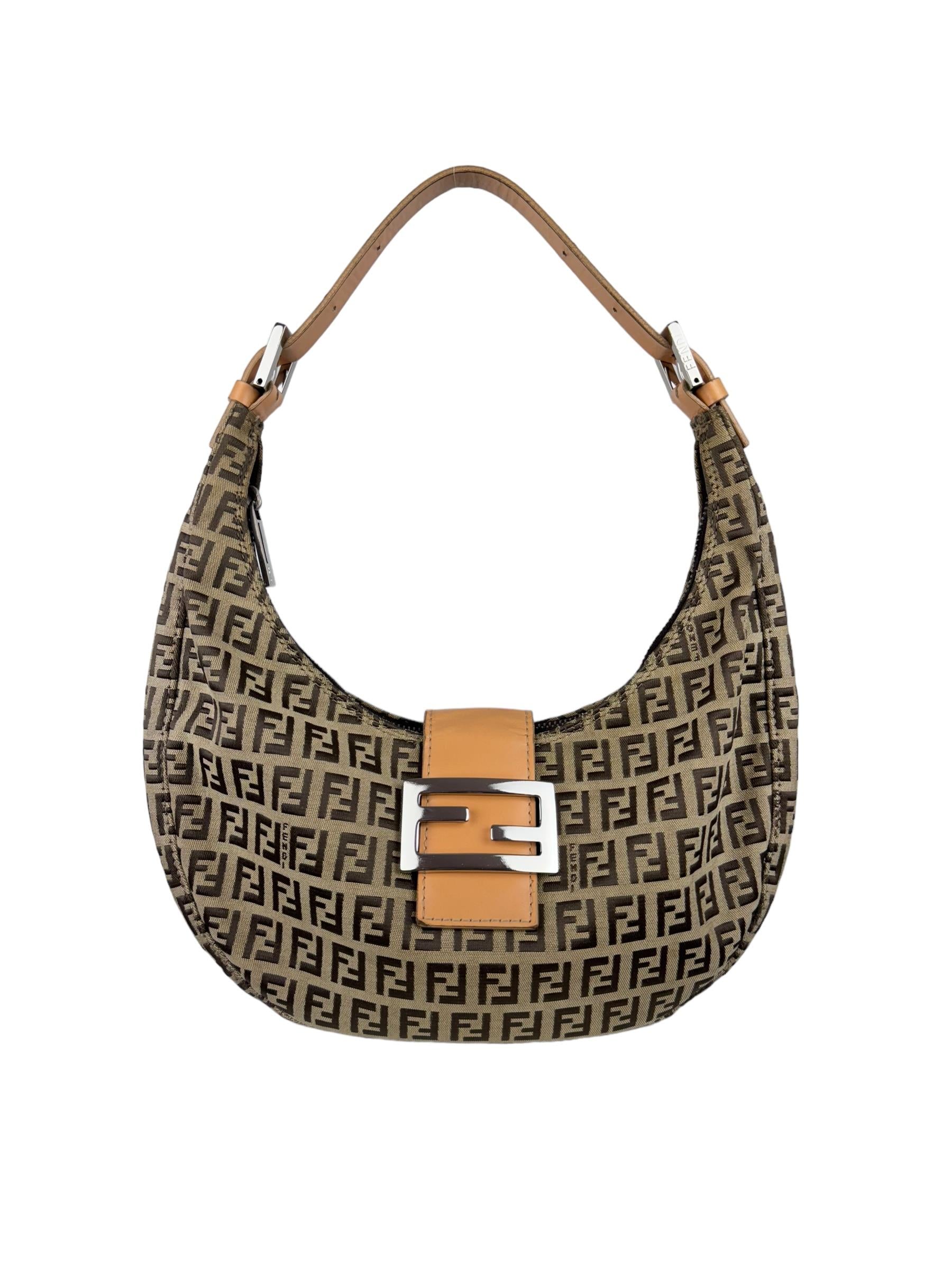 FENDI ZUCCA HALFMOON SHOULDER BAG