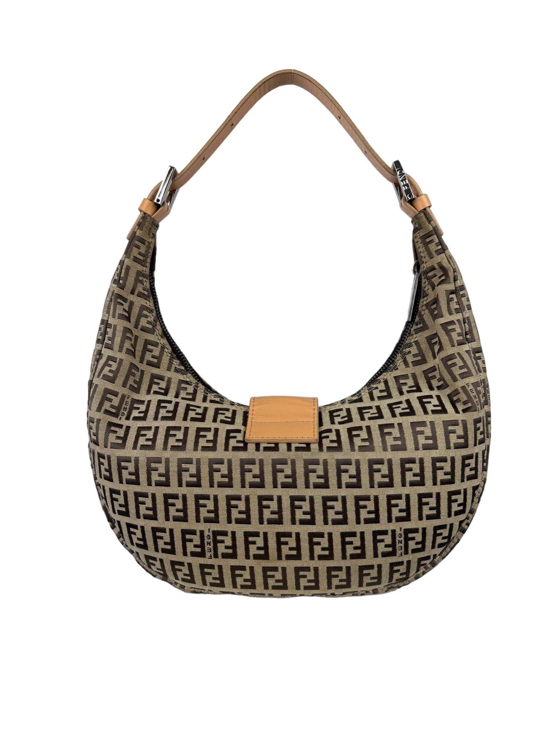 FENDI ZUCCA HALFMOON SHOULDER BAG