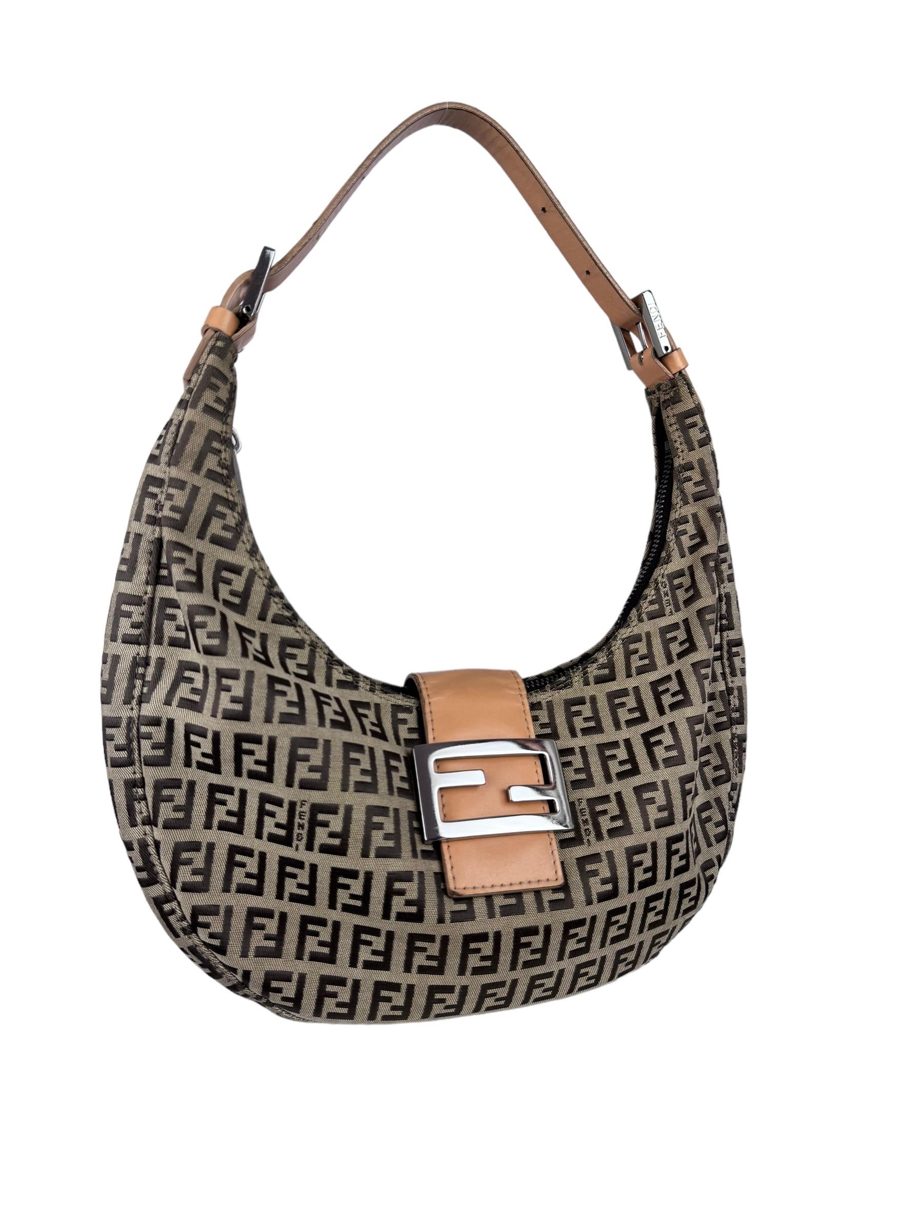 FENDI ZUCCA HALFMOON SHOULDER BAG