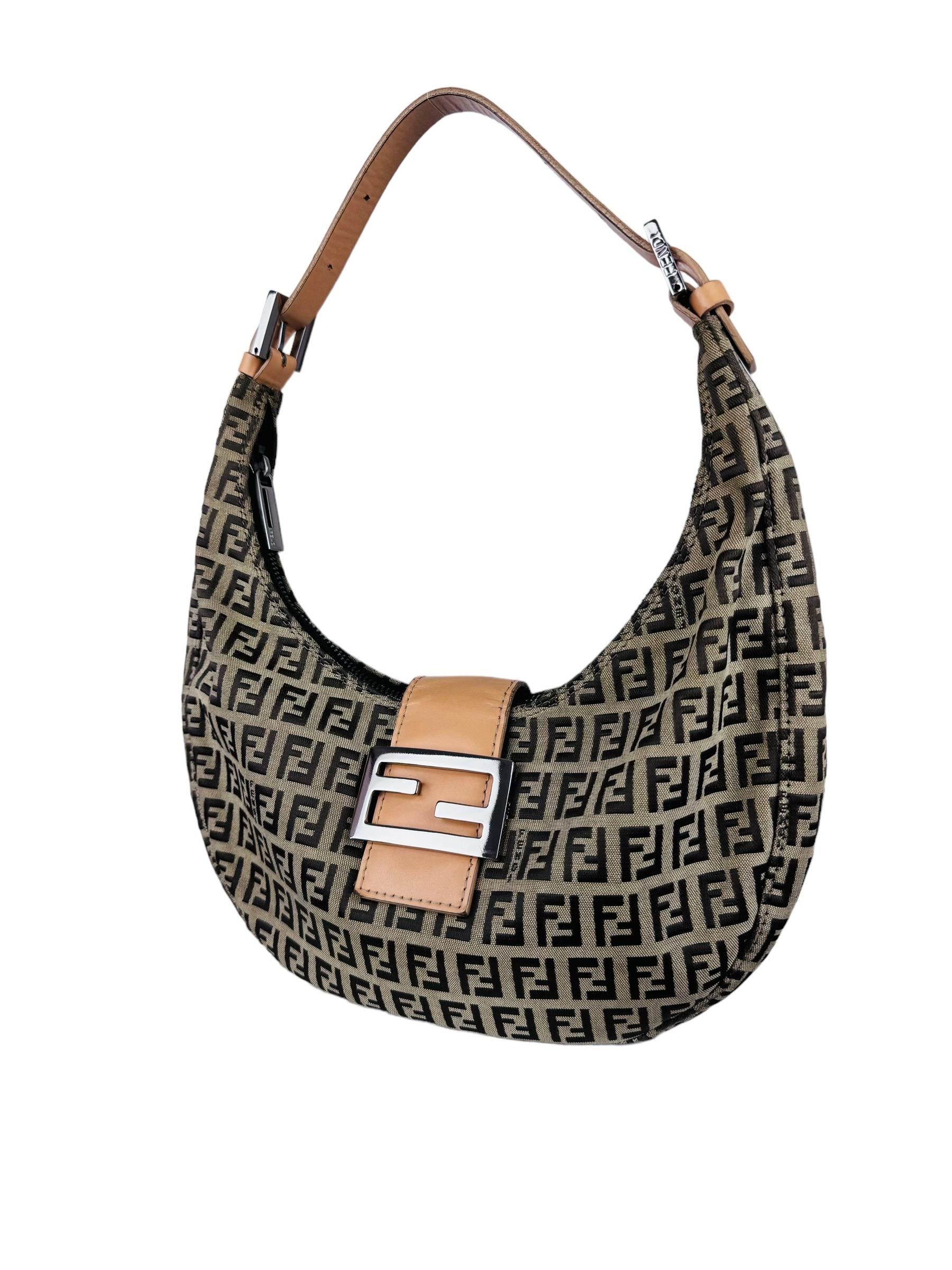 FENDI ZUCCA HALFMOON SHOULDER BAG
