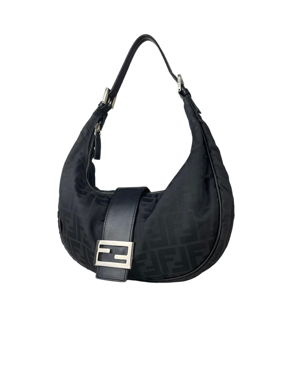 FENDI ZUCCA HALFMOON SHOULDER BAG