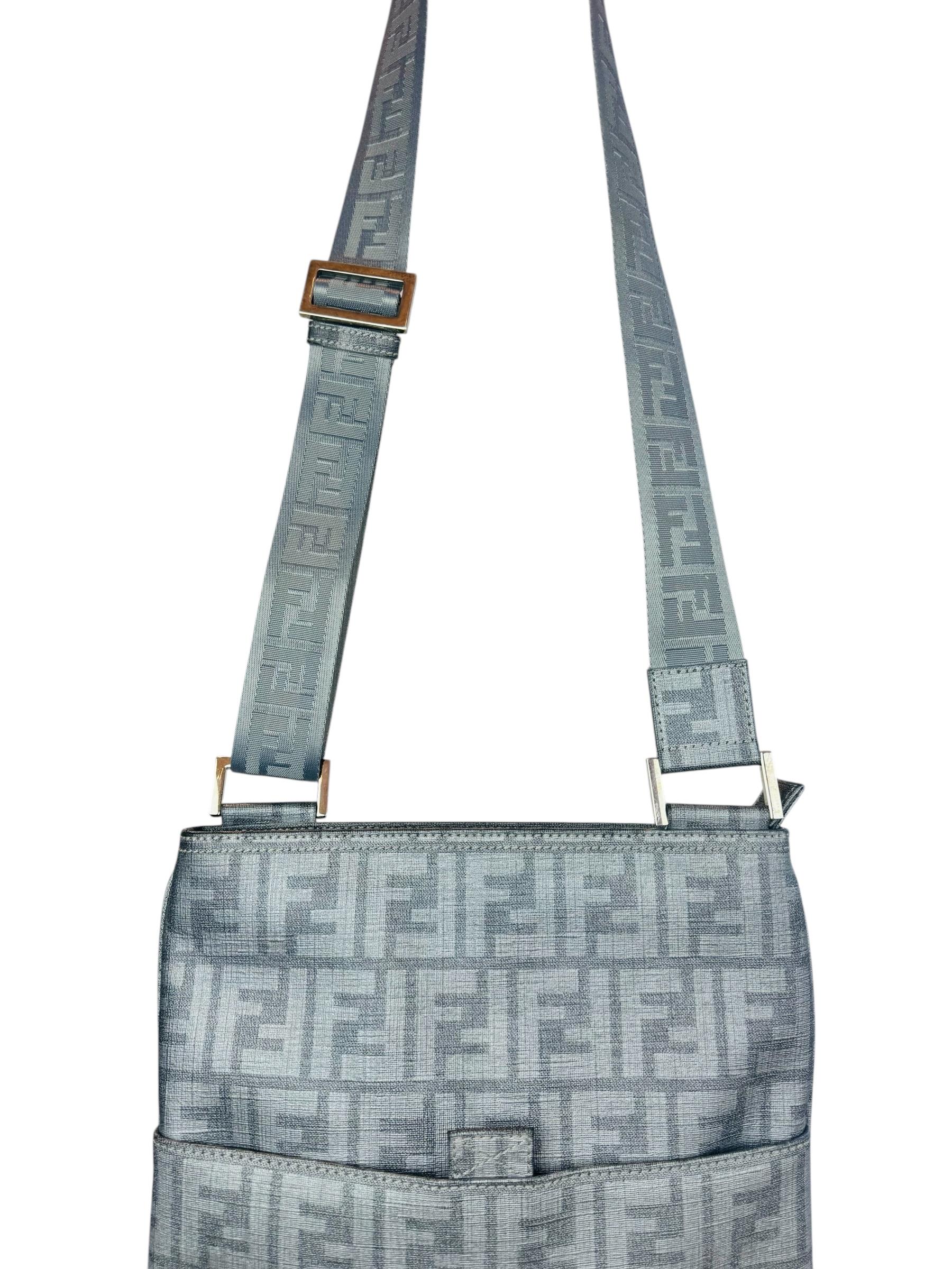 FENDI ZUCCA LEATHER MESSENGER BAG