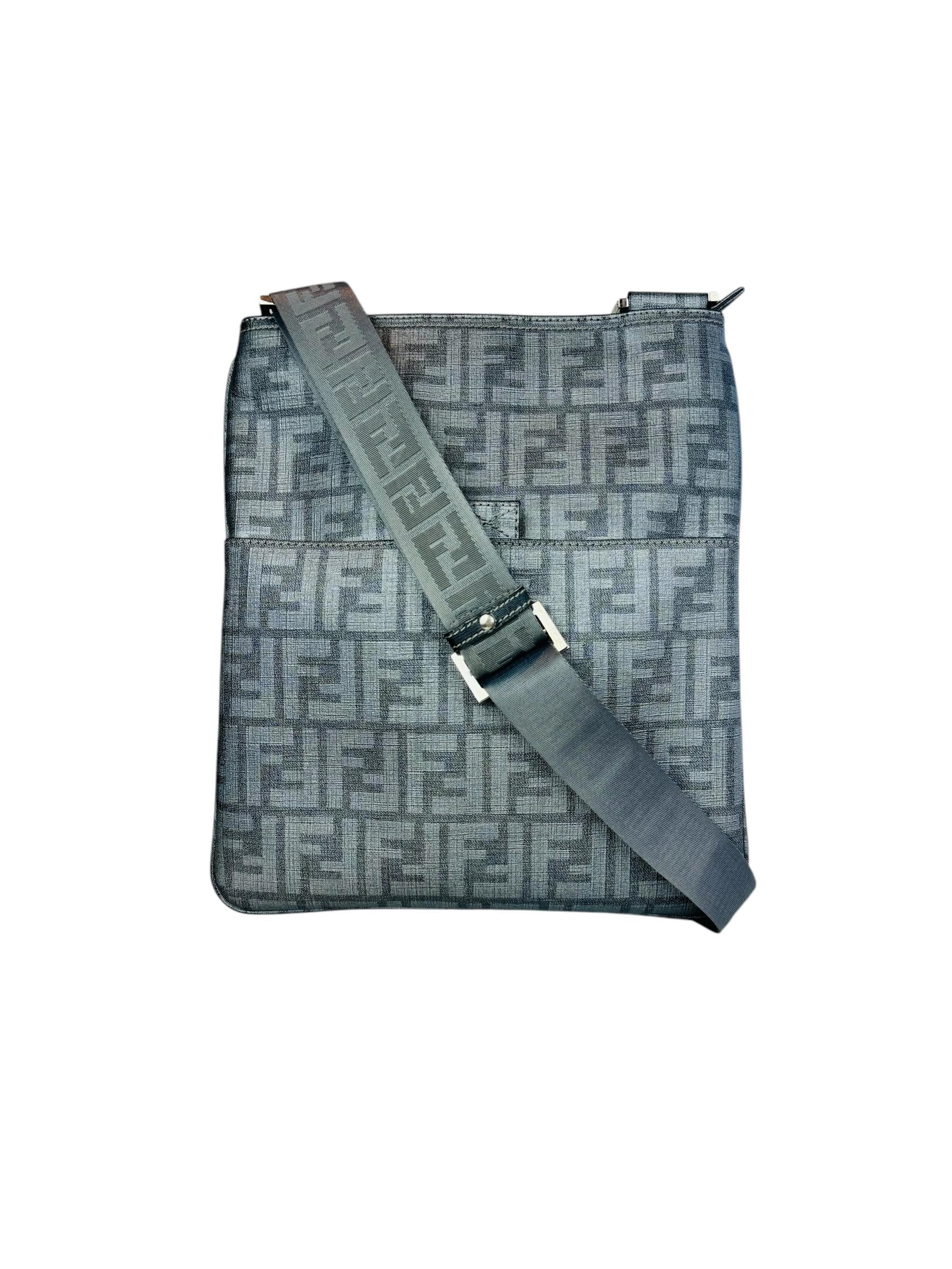 FENDI ZUCCA LEATHER MESSENGER BAG
