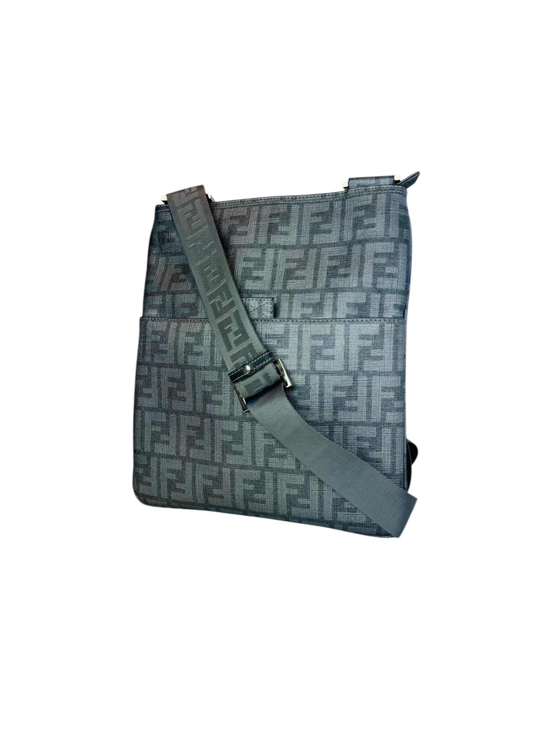 FENDI ZUCCA LEATHER MESSENGER BAG