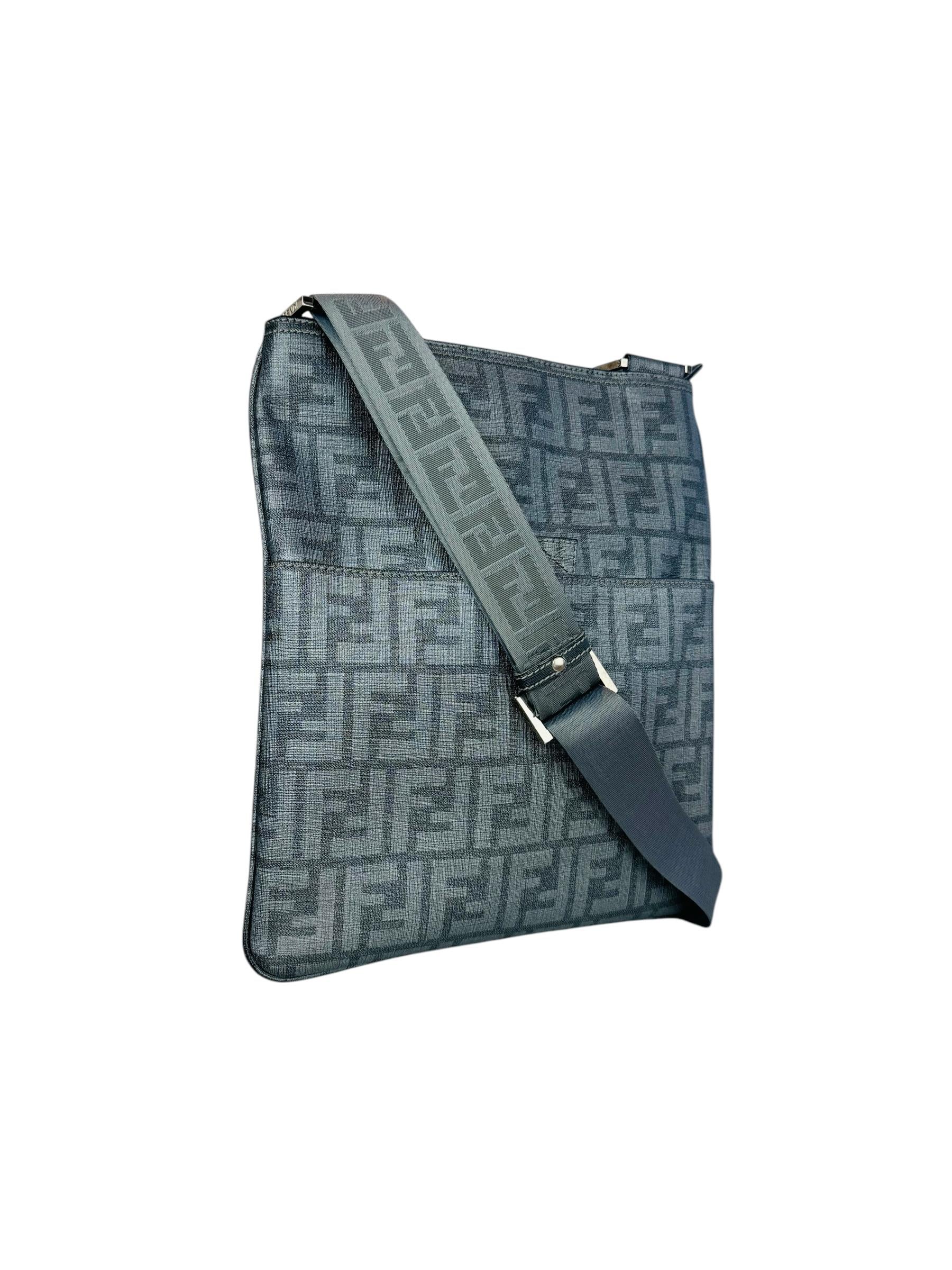 FENDI ZUCCA LEATHER MESSENGER BAG