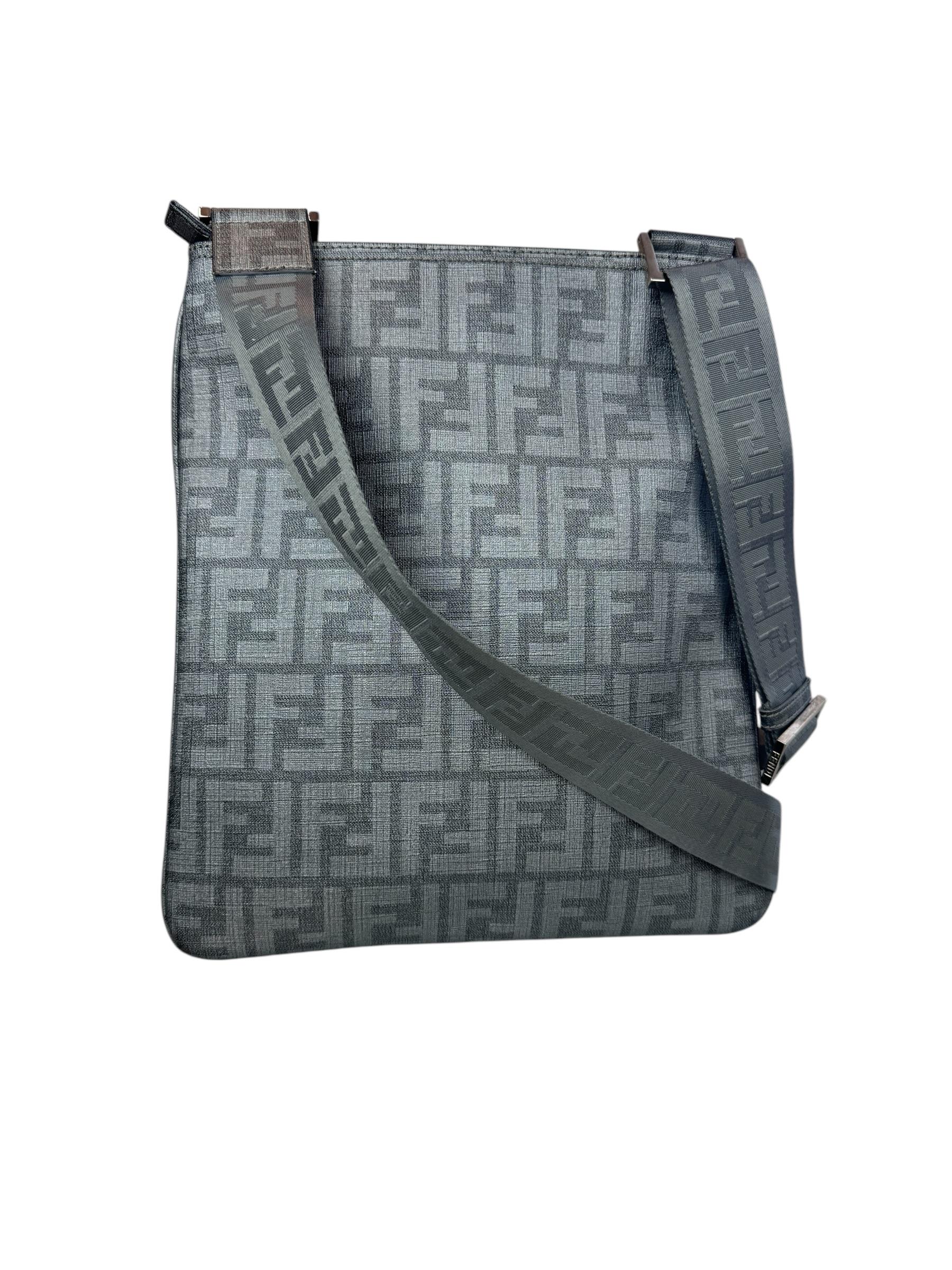 FENDI ZUCCA LEATHER MESSENGER BAG
