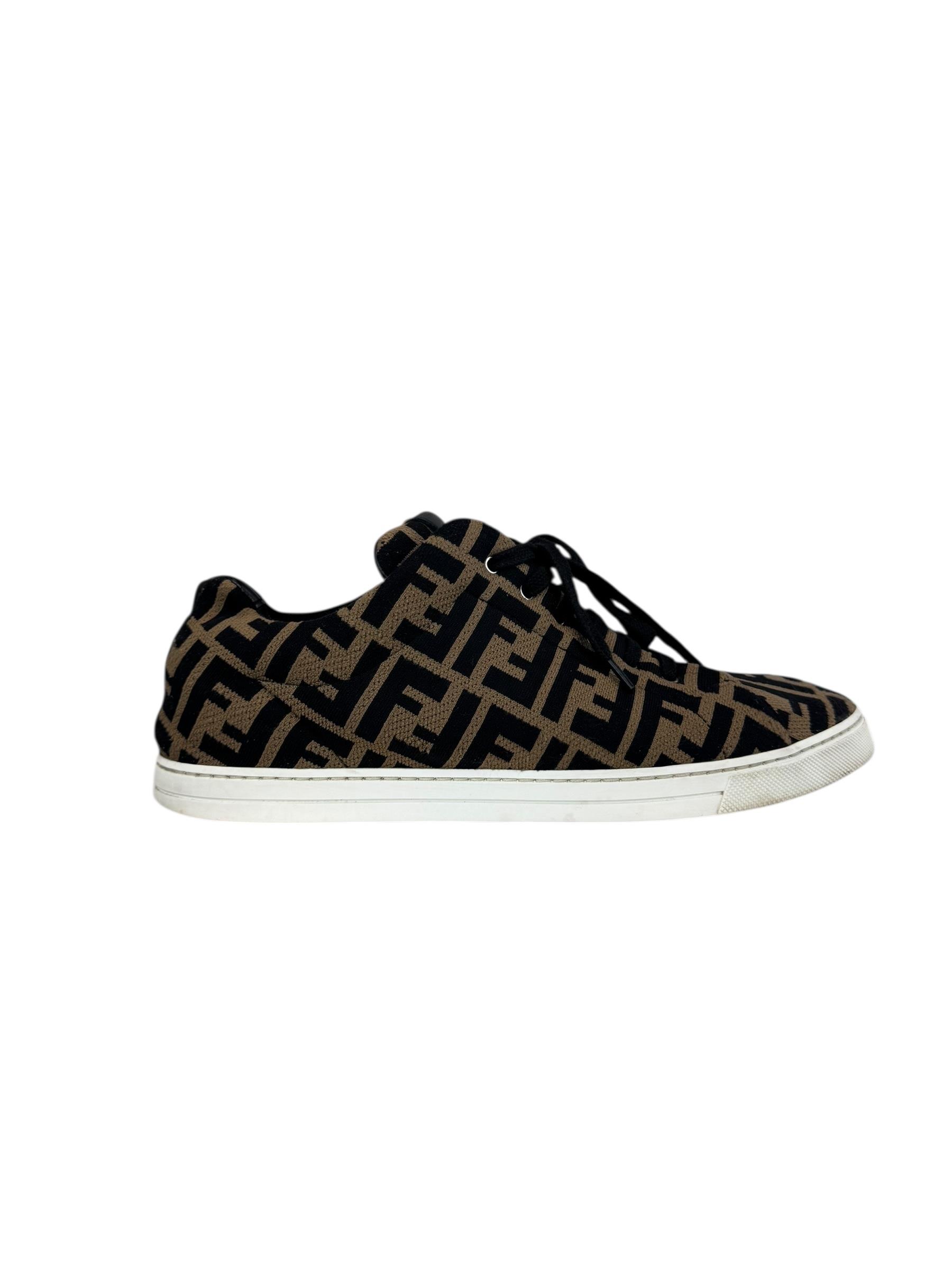 FENDI ZUCCA LEATHER SNEAKERS