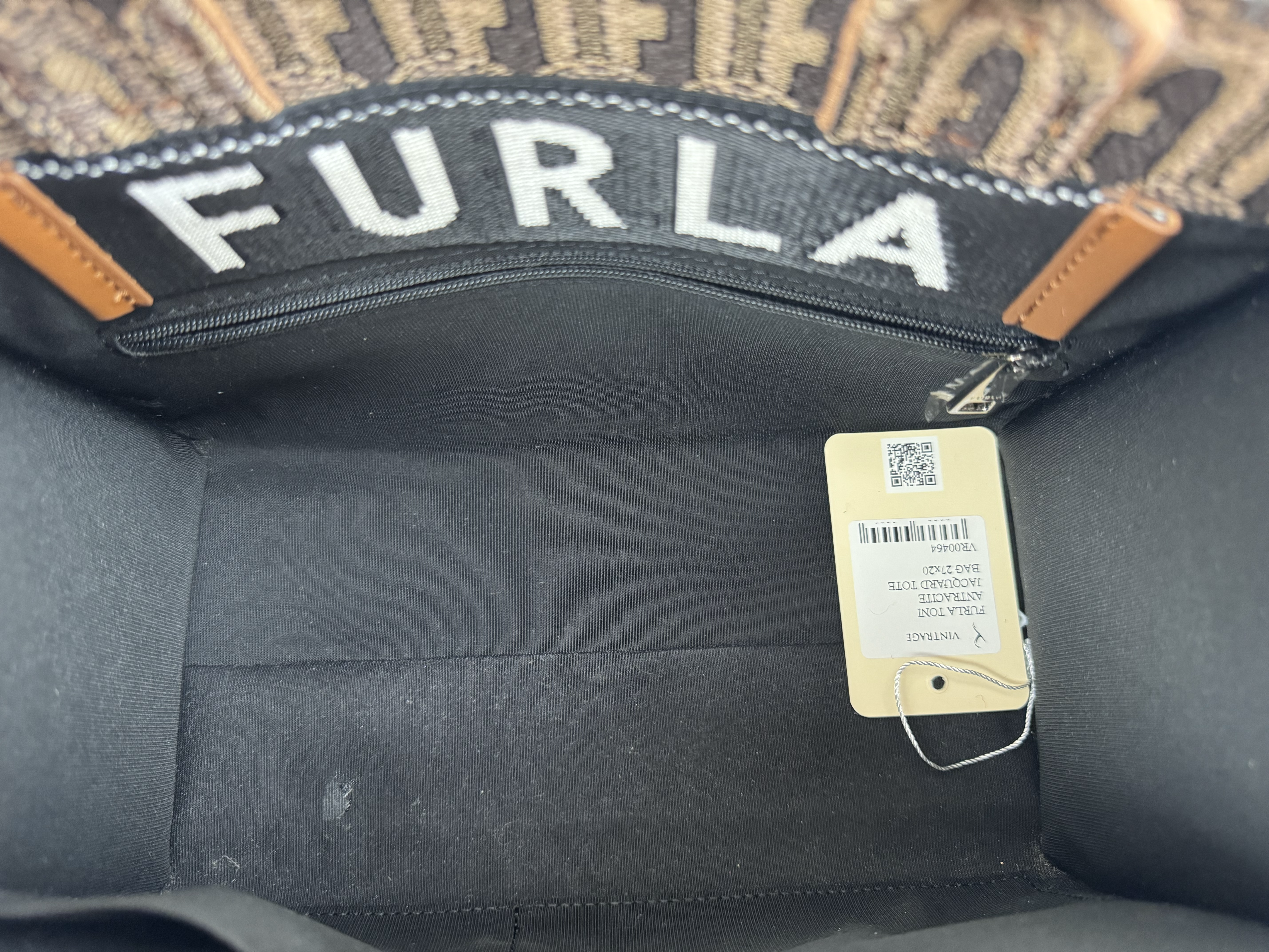 FURLA TONI ANTRACITE JACQUARD TOTE BAG