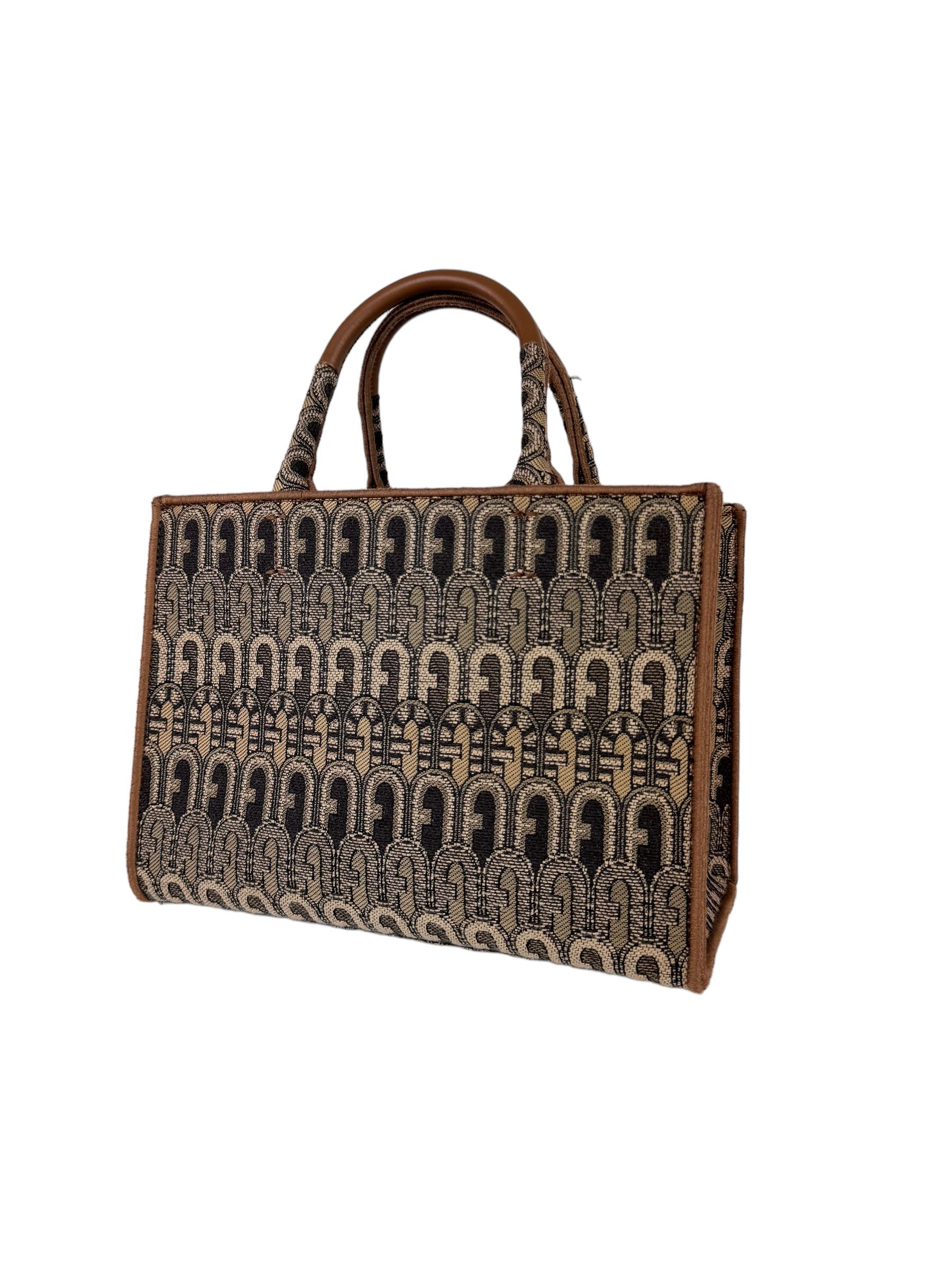 FURLA TONI ANTRACITE JACQUARD TOTE BAG