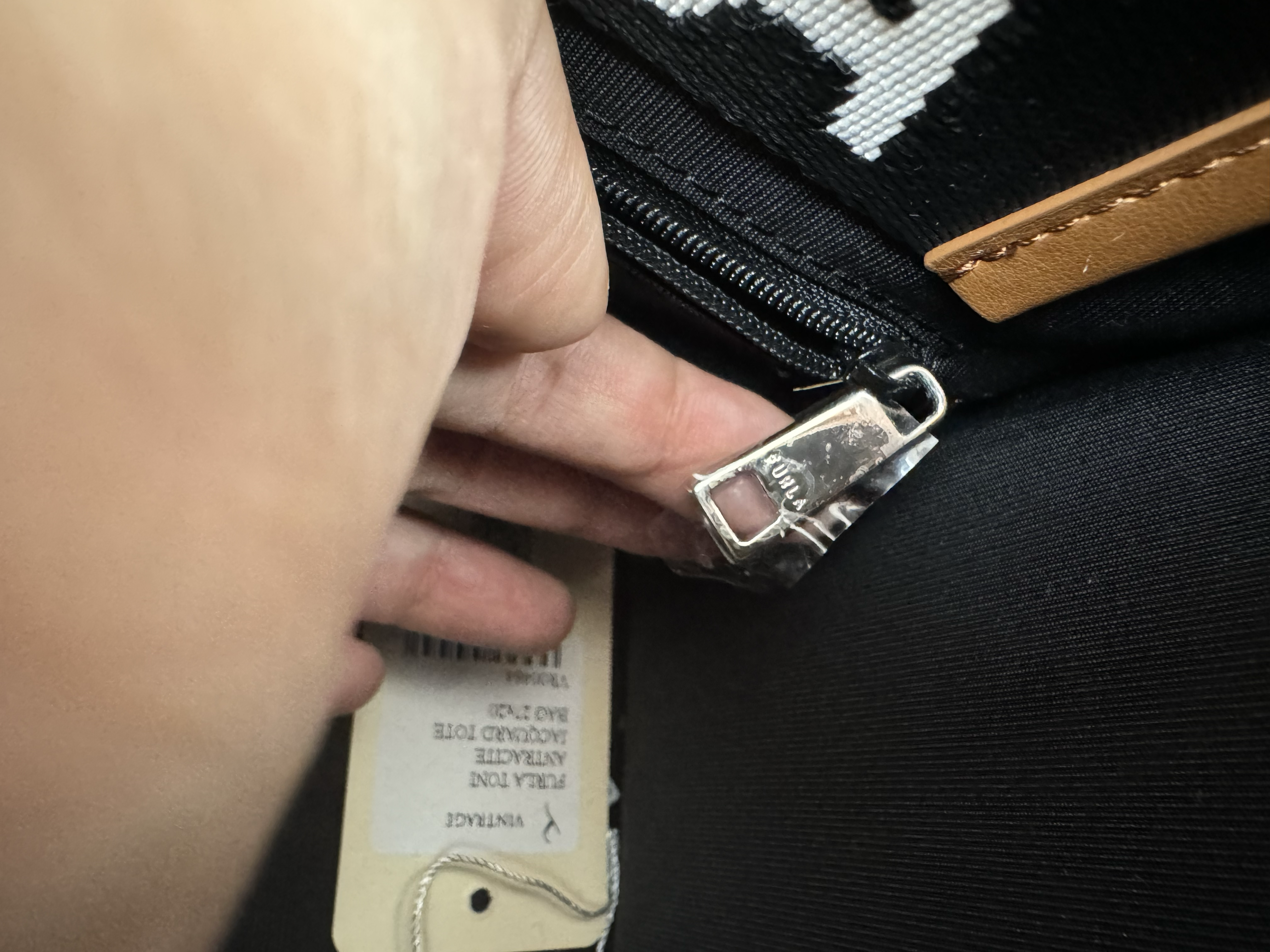 FURLA TONI ANTRACITE JACQUARD TOTE BAG