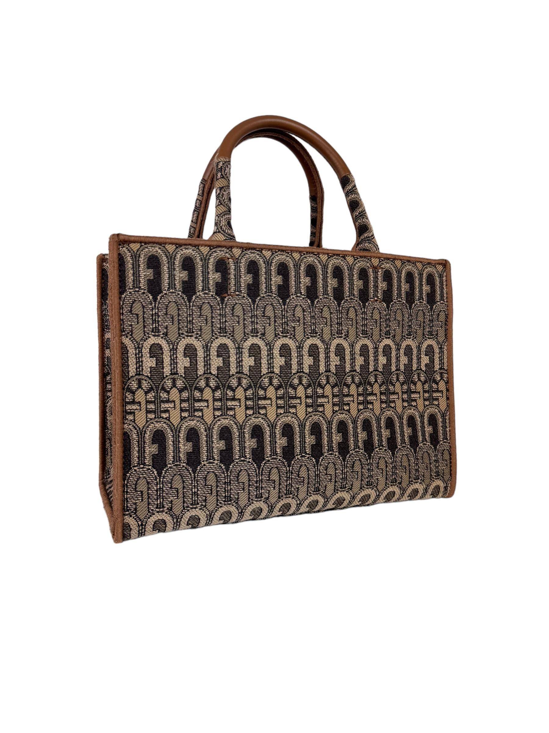 FURLA TONI ANTRACITE JACQUARD TOTE BAG