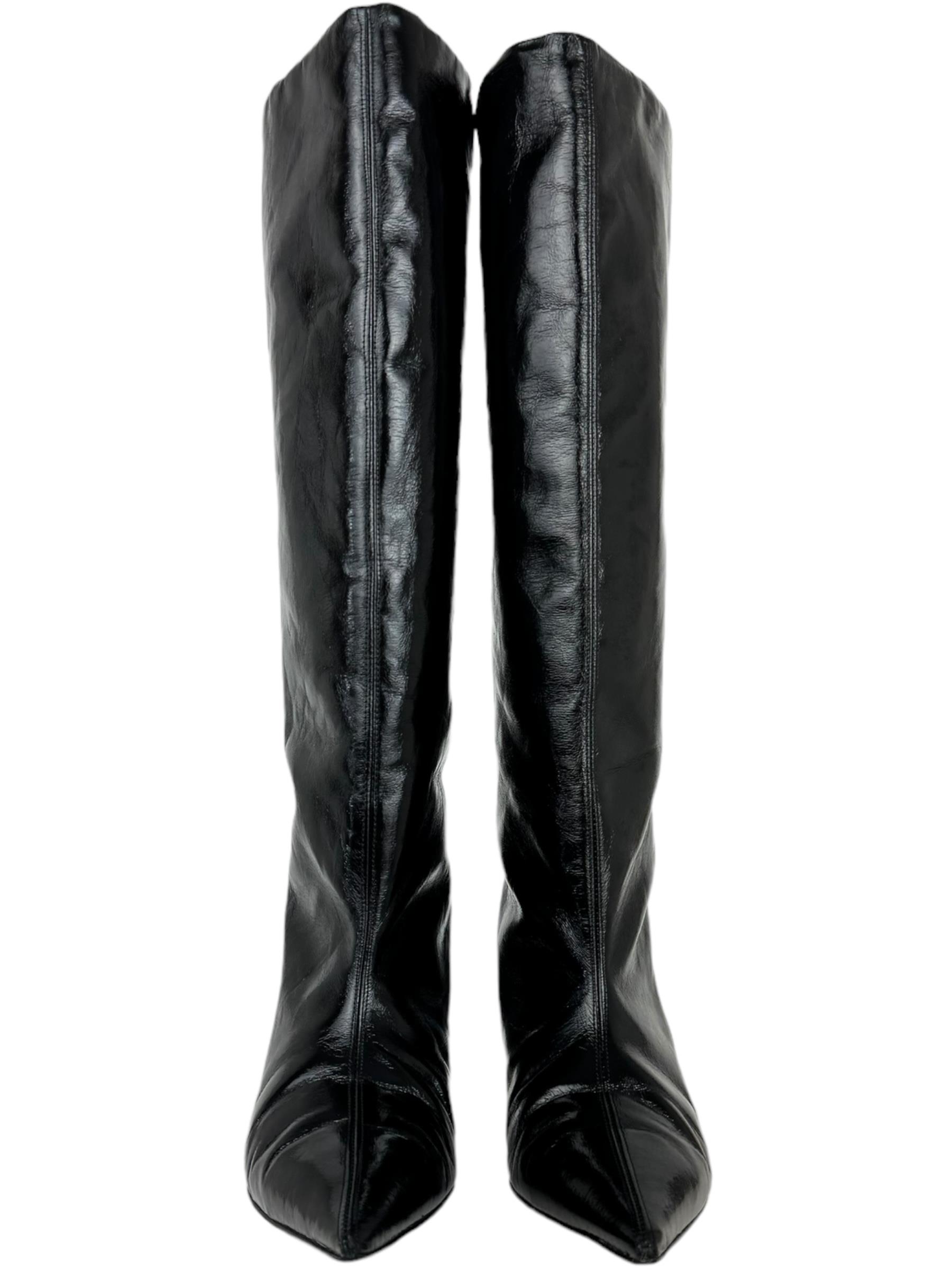 GANNI BLACK SLOUCHY HIGH SHAFT BOOTS