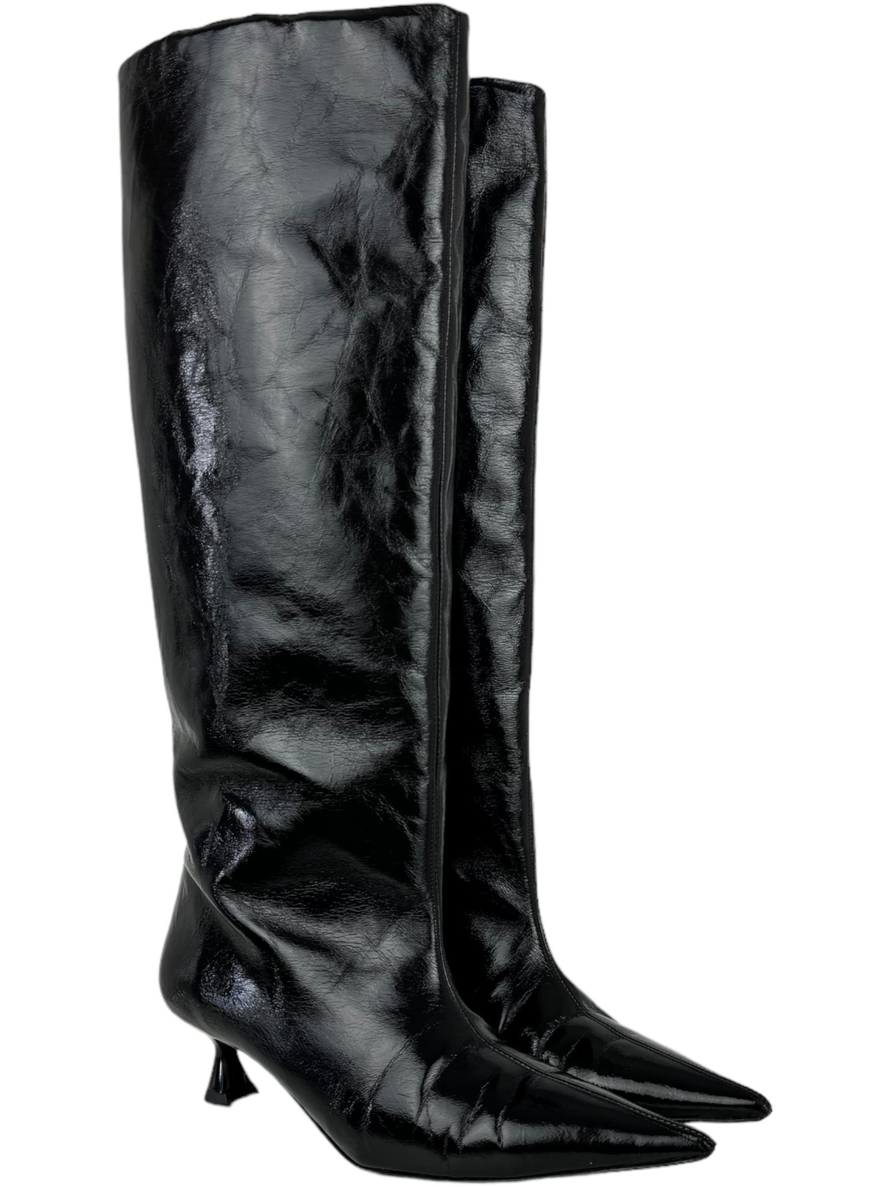 GANNI BLACK SLOUCHY HIGH SHAFT BOOTS