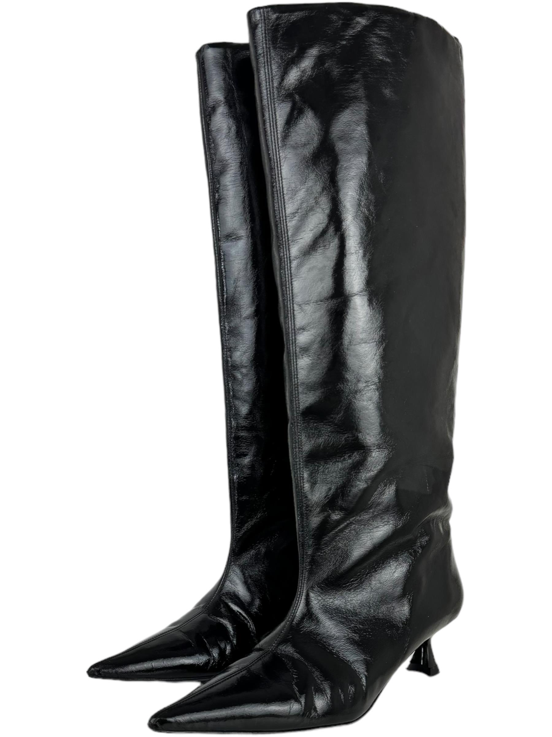 GANNI BLACK SLOUCHY HIGH SHAFT BOOTS