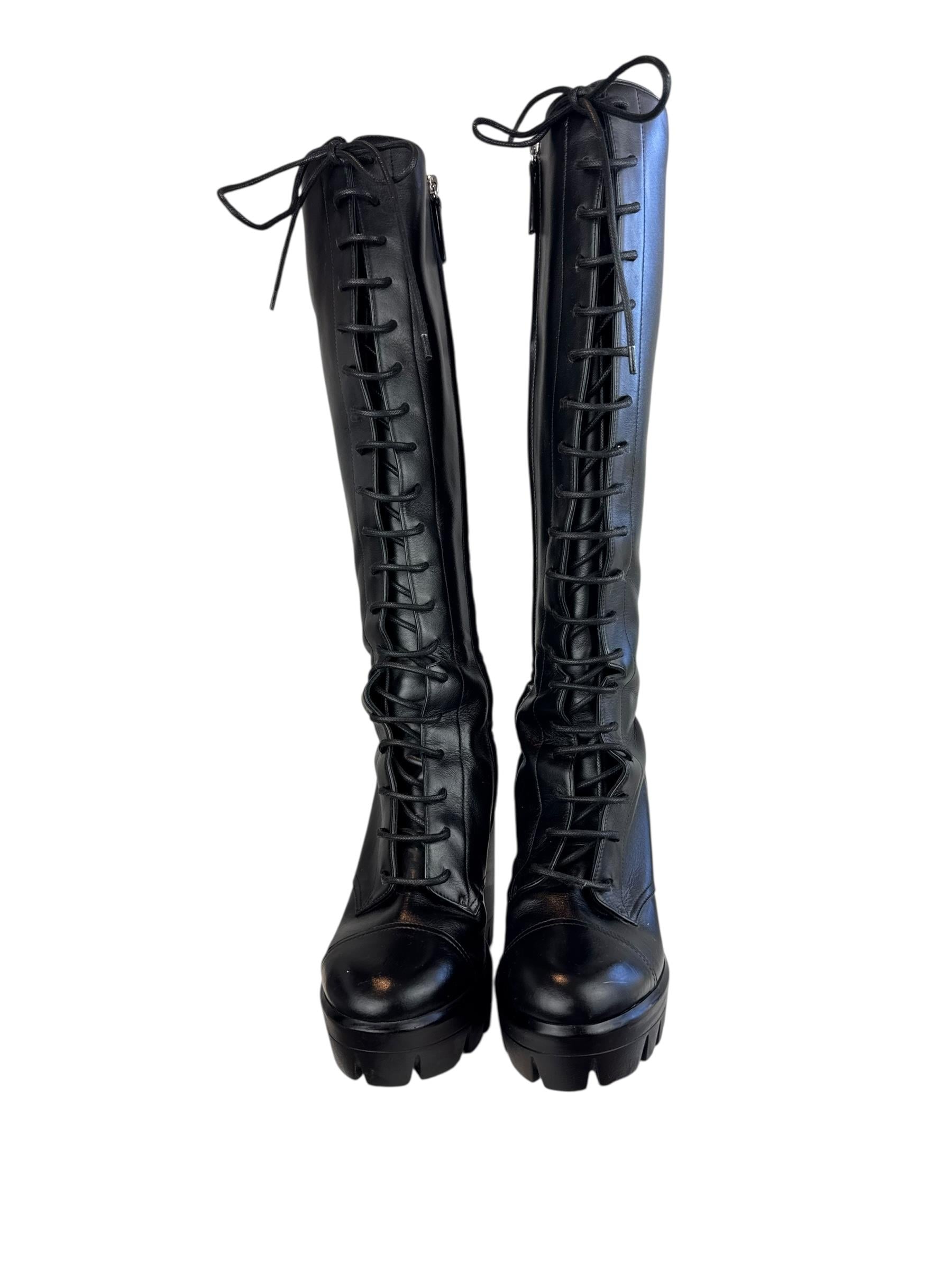 GIUSSEPPE ZANOTTI BLACK LACE UP BOOTS