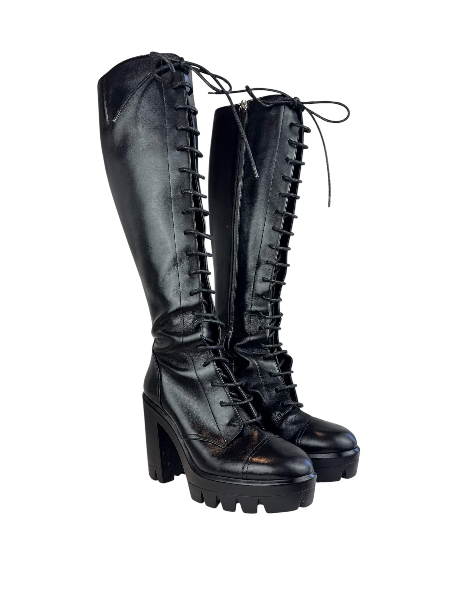 GIUSSEPPE ZANOTTI BLACK LACE UP BOOTS