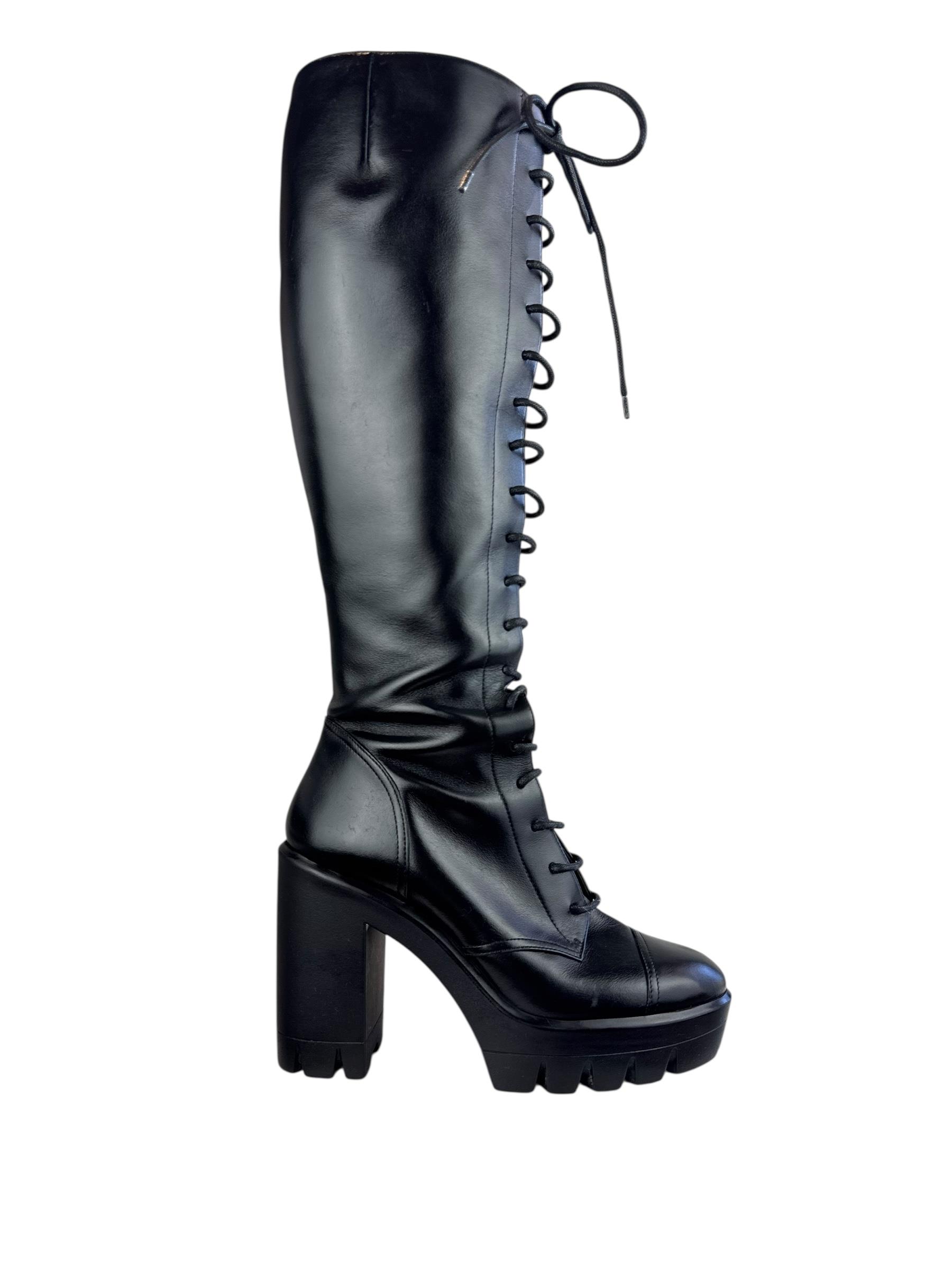 GIUSSEPPE ZANOTTI BLACK LACE UP BOOTS