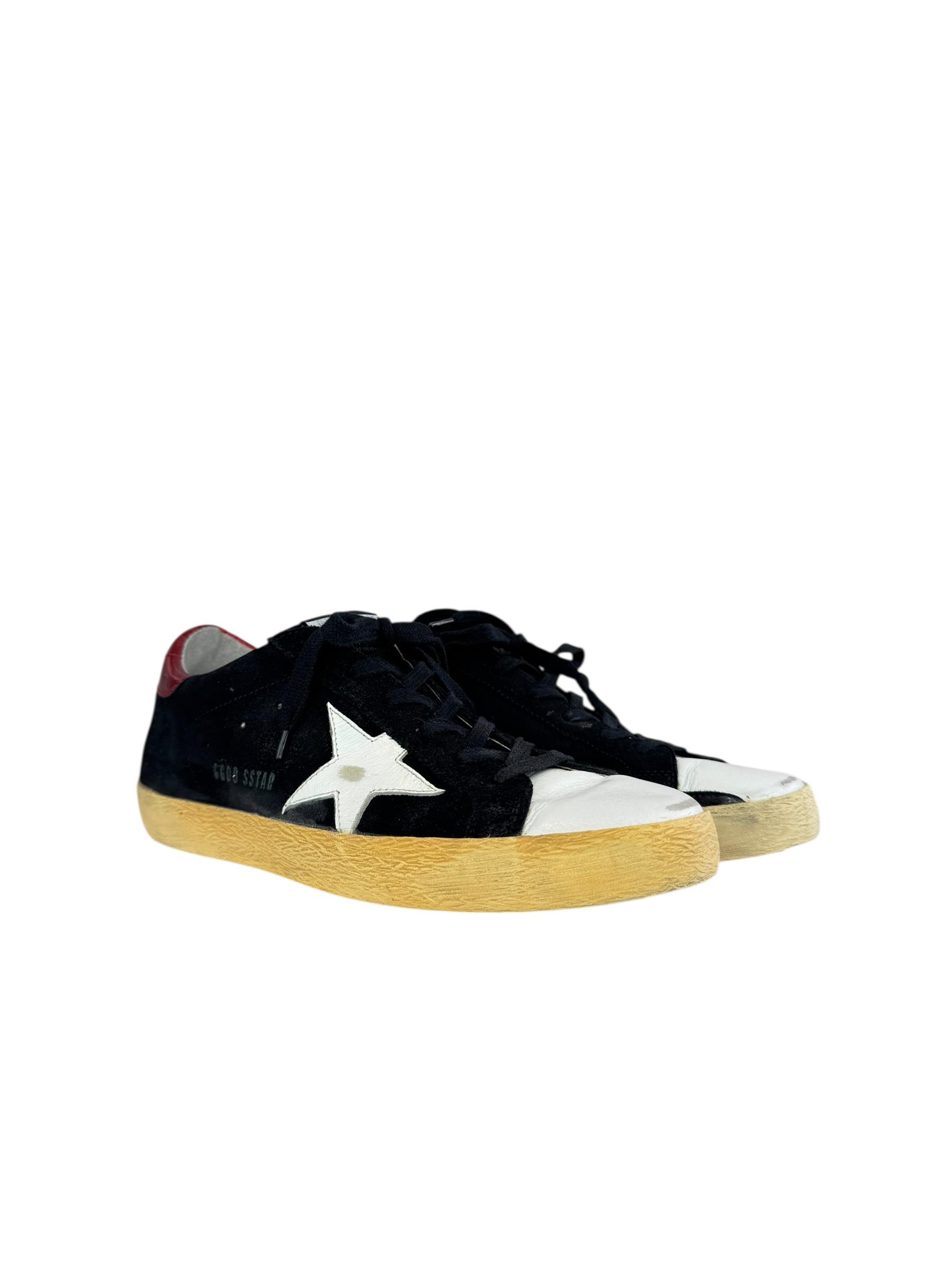 GOLDEN GOOSE BLACK SUEDE SUPER STAR SNEAKERS