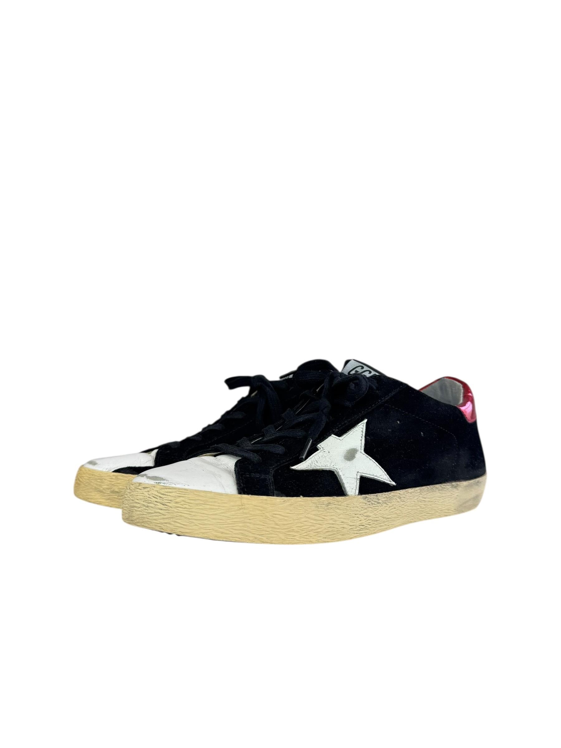 GOLDEN GOOSE BLACK SUEDE SUPER STAR SNEAKERS