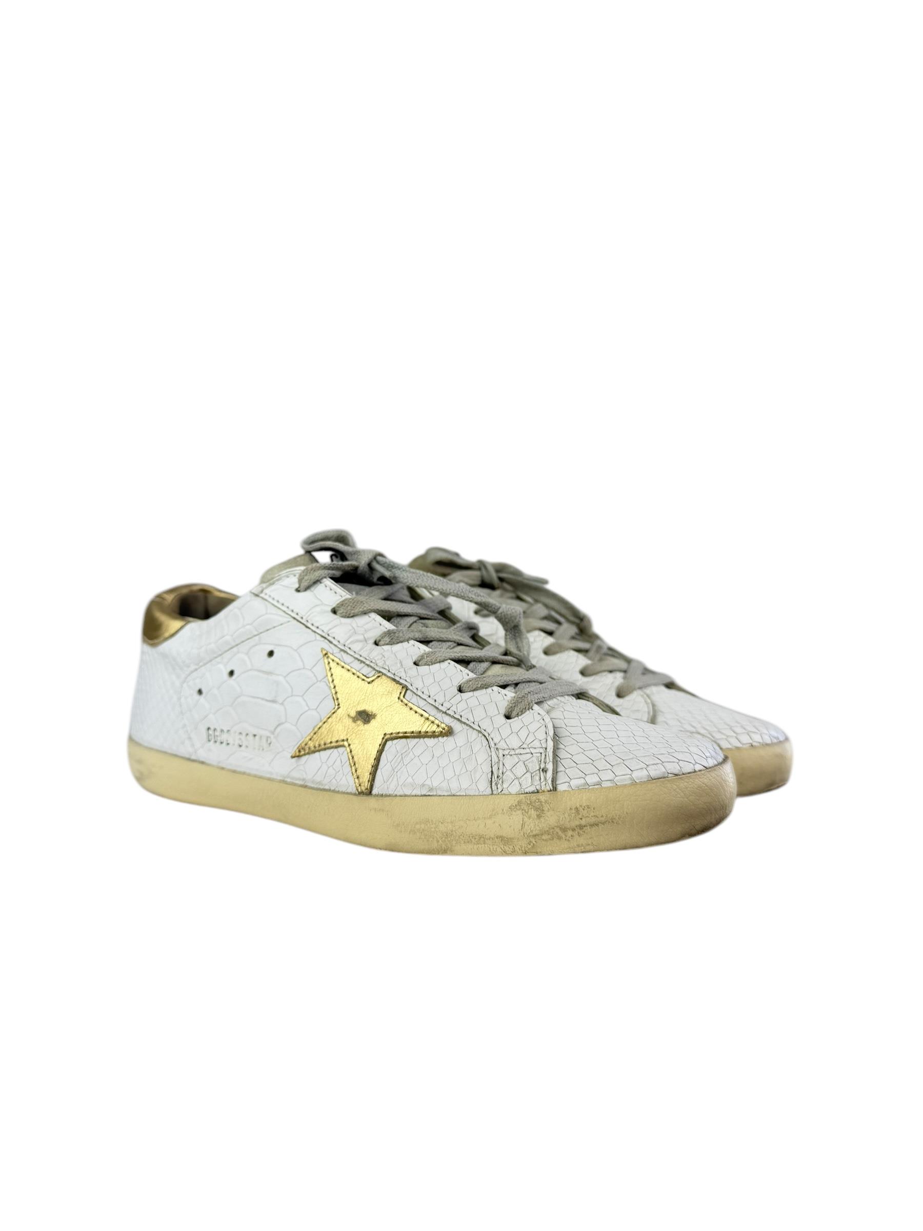 GOLDEN GOOSE CROCO PRINT SUPER STAR SNEAKERS