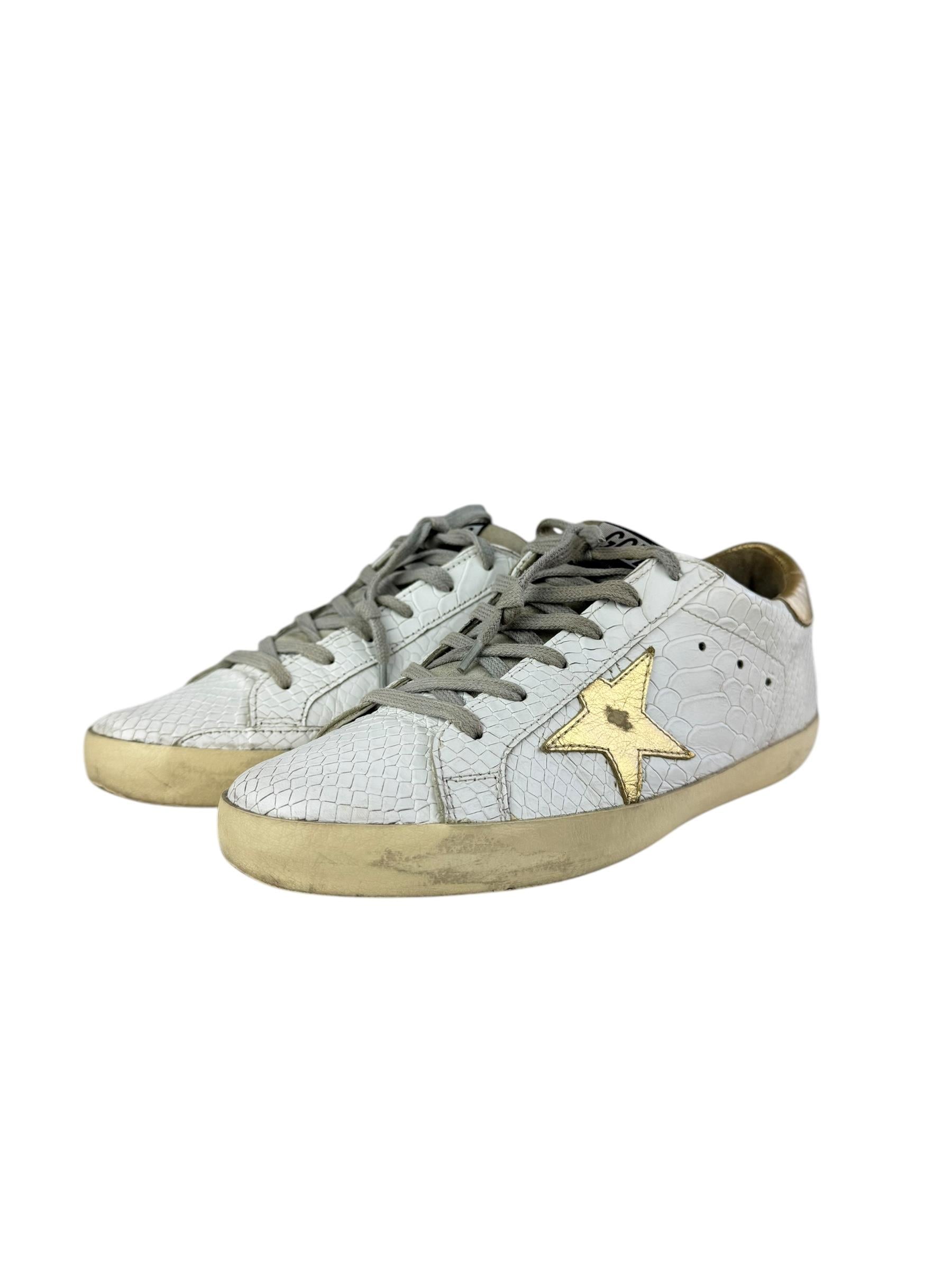 GOLDEN GOOSE CROCO PRINT SUPER STAR SNEAKERS