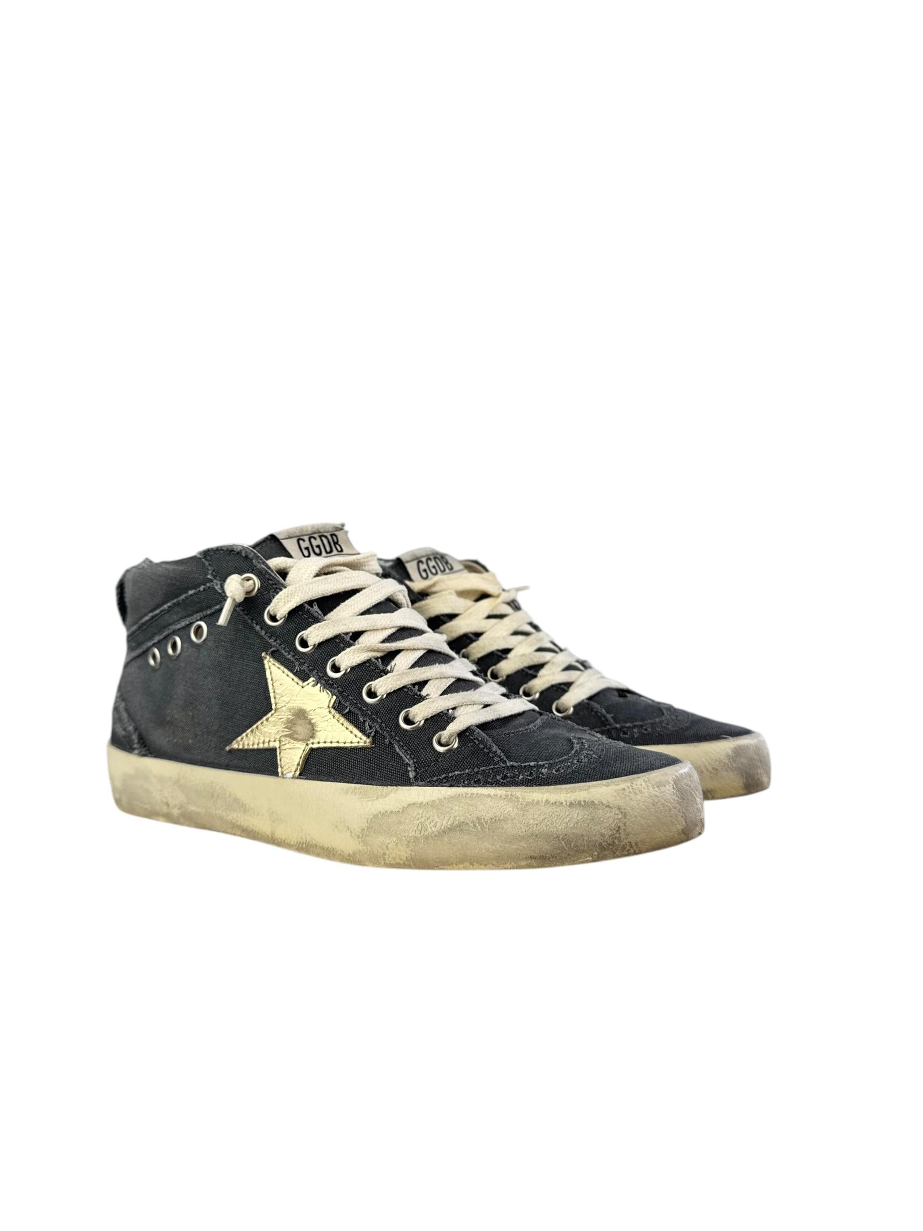 GOLDEN GOOSE MID STAR DENIM SNEAKERS